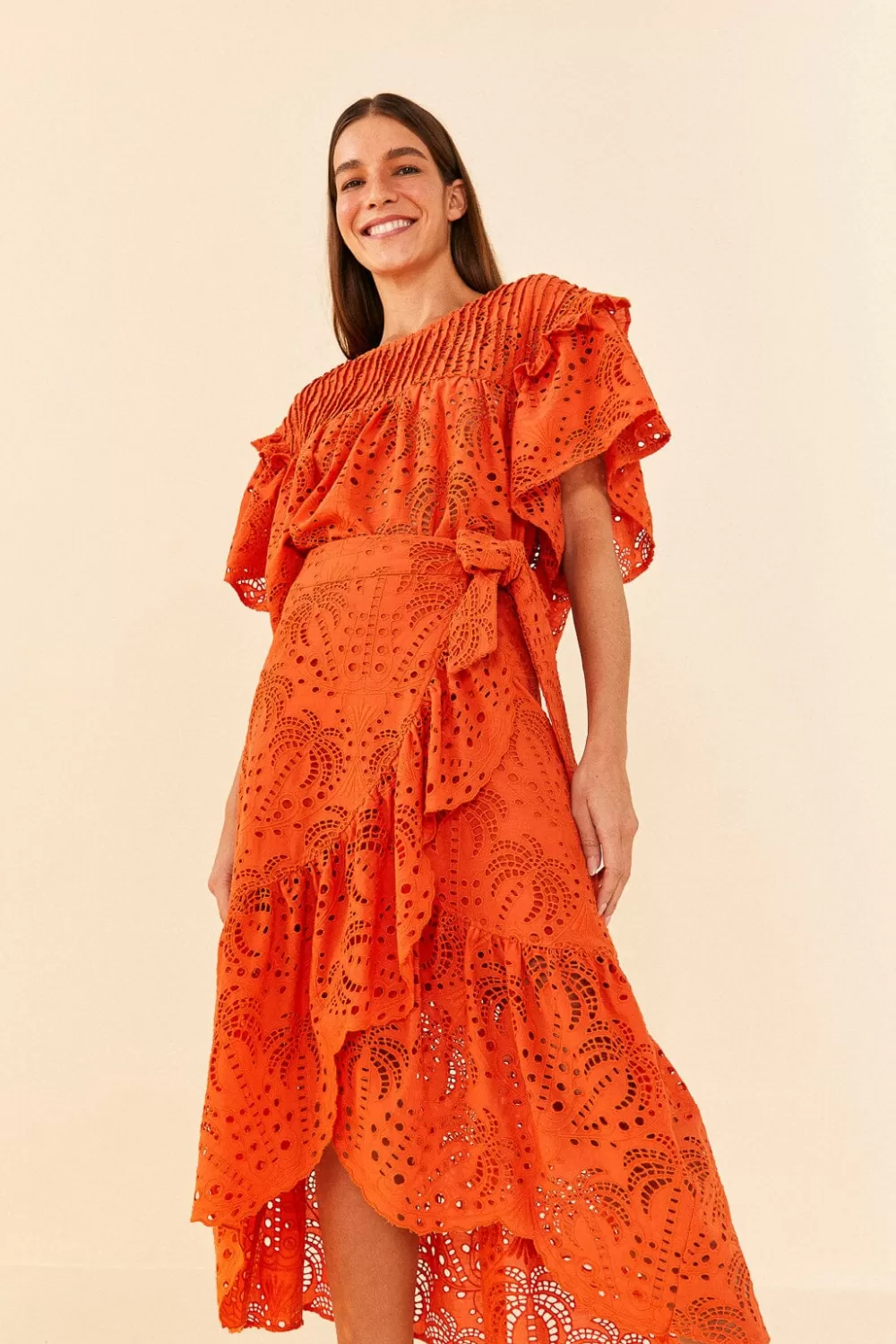 Orange Palm Tree Richilier Mini Skirt | FARM Rio Cheap