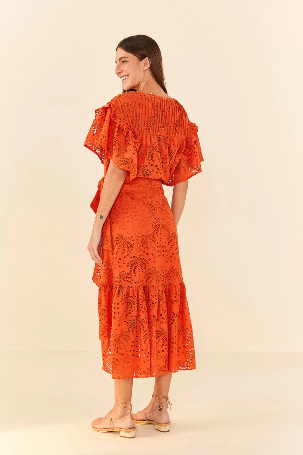 Orange Palm Tree Richilier Mini Skirt | FARM Rio Cheap