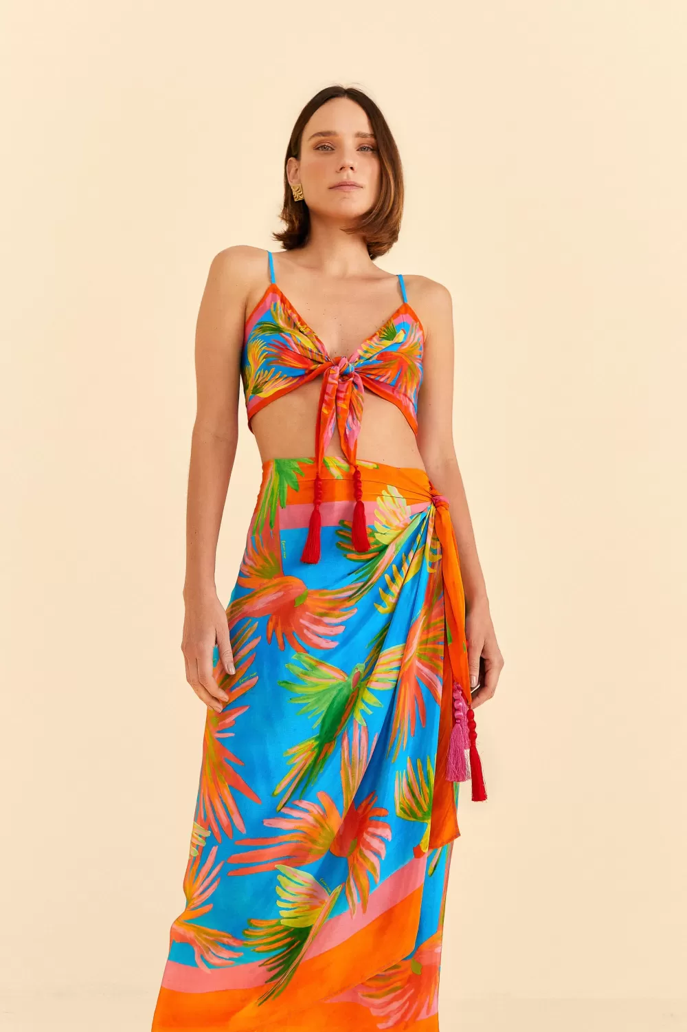 Painted Birds Scarf Midi Skirt | FARM Rio Cheap