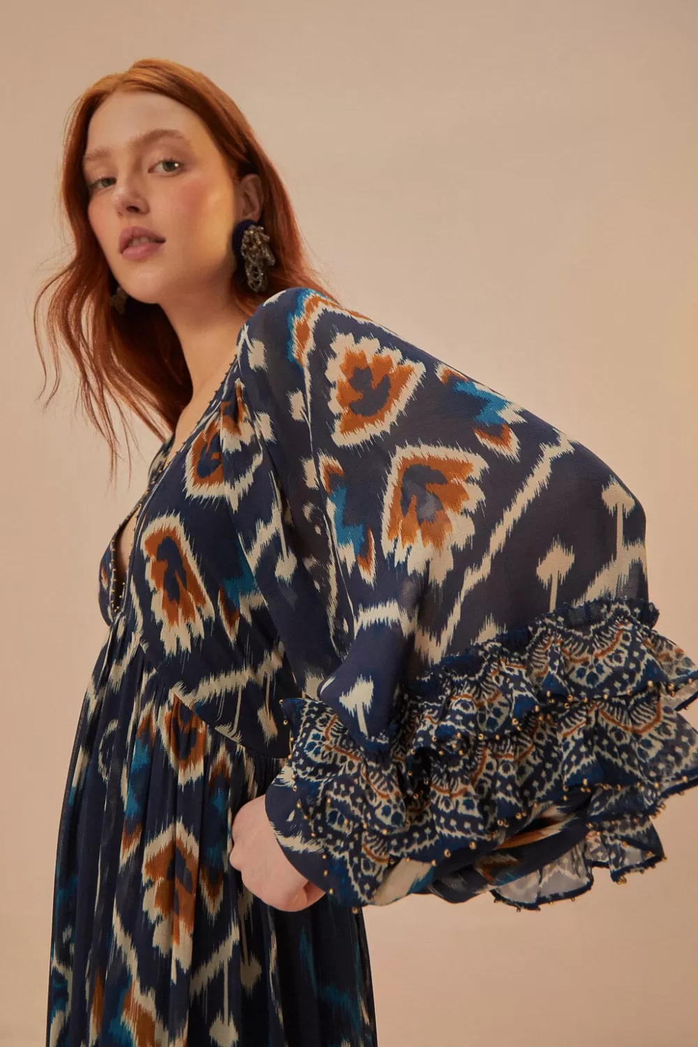 Pineaple Ikat Blue Maxi Dress | FARM Rio Sale