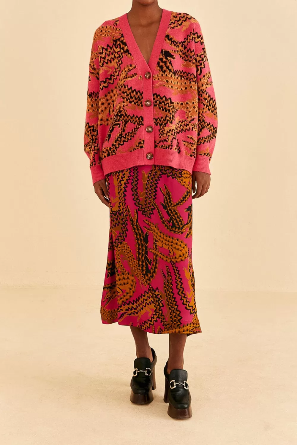 Pink Croco Knit Cardigan | FARM Rio Sale