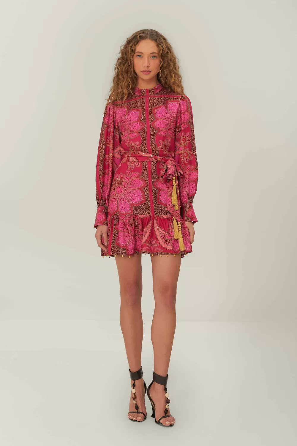 Pink Floral Glam Scarf LENZING™ ECOVERO™ Mini Dress | FARM Rio Outlet