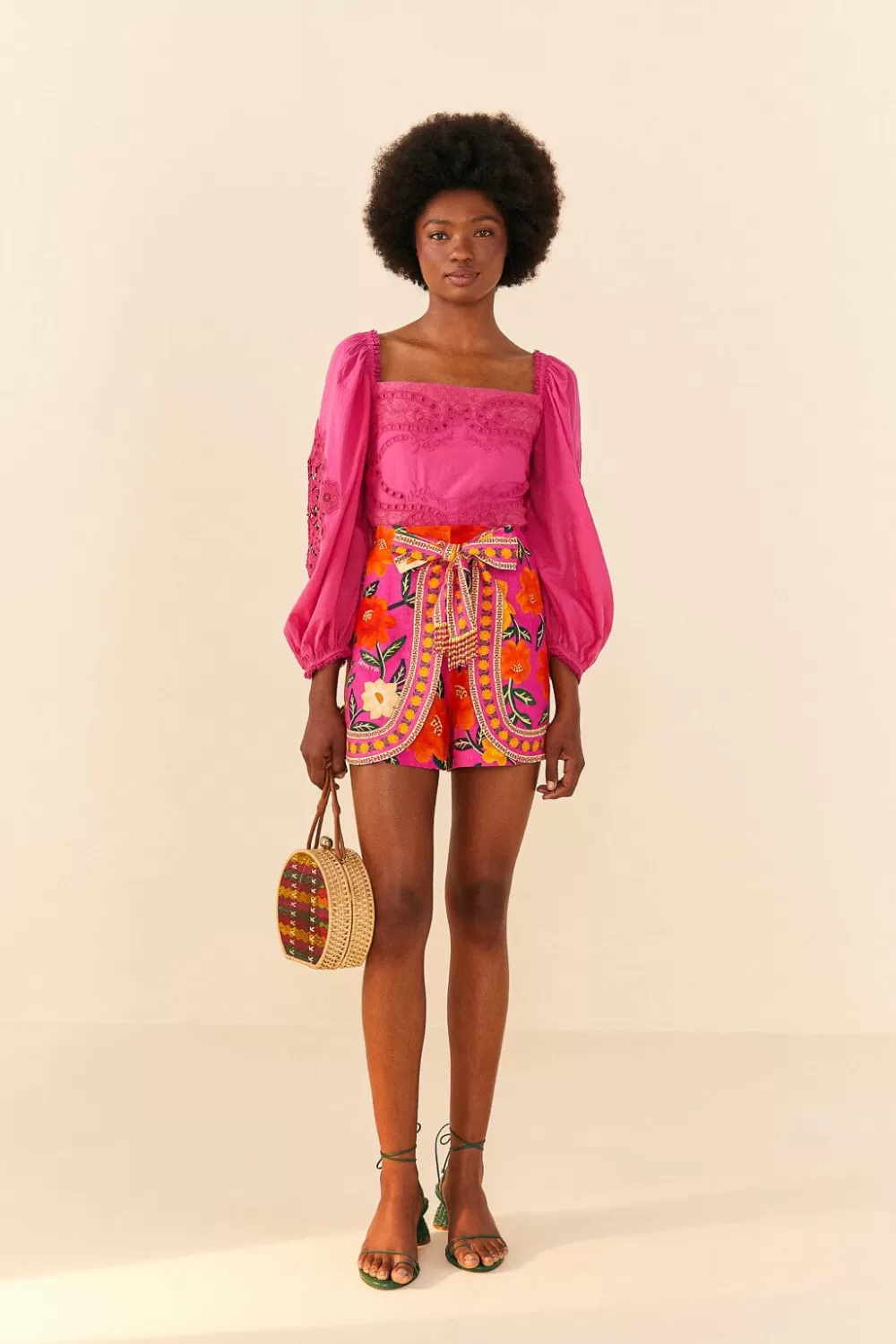 Pink Flower Tapestry Shorts | FARM Rio Cheap