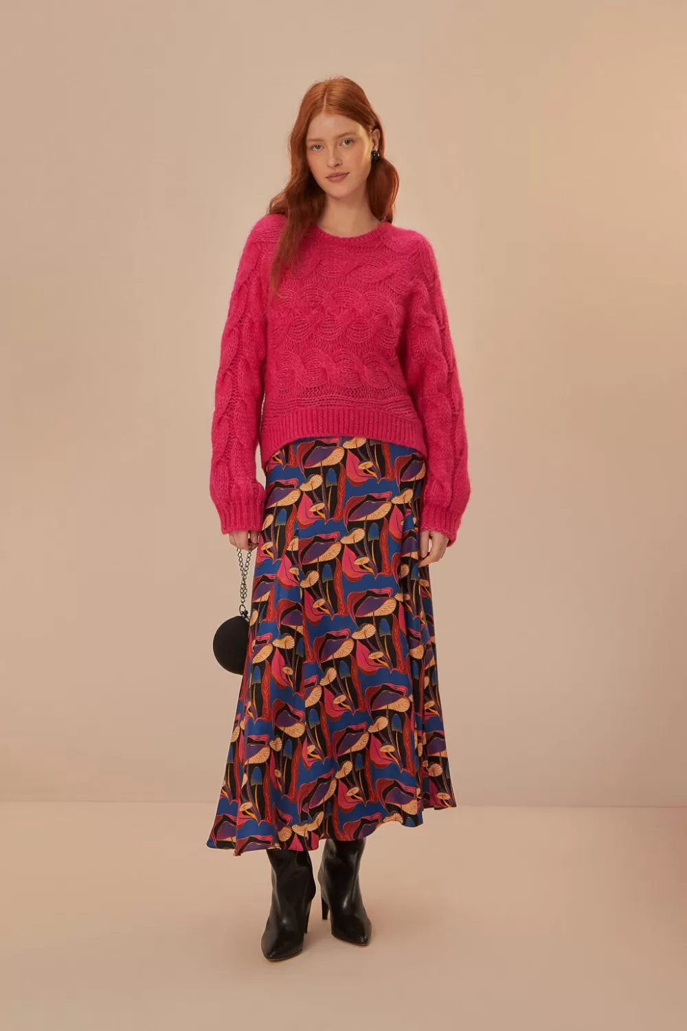 Pink Maxi Cable Knit Sweater | FARM Rio Hot
