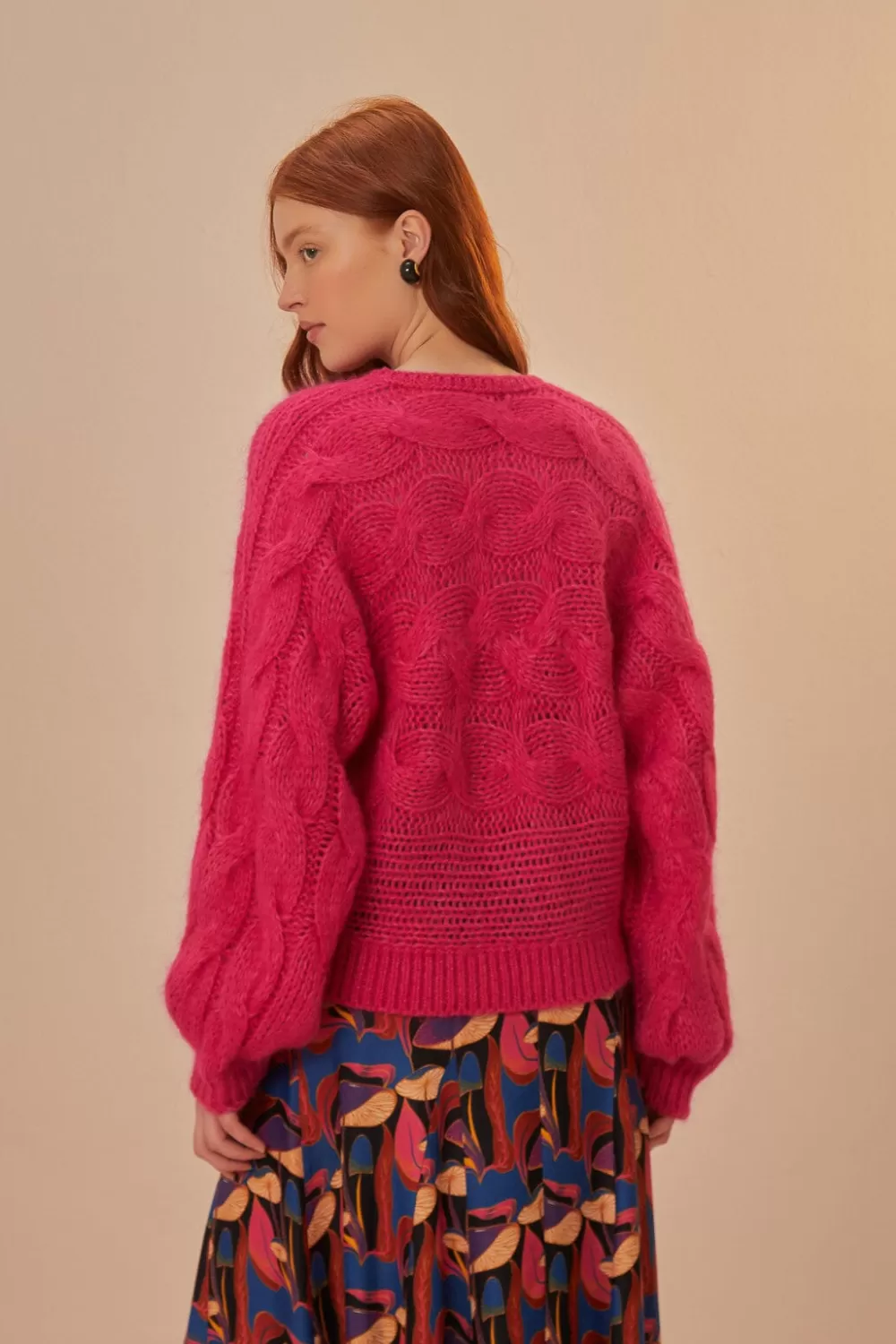 Pink Maxi Cable Knit Sweater | FARM Rio Hot