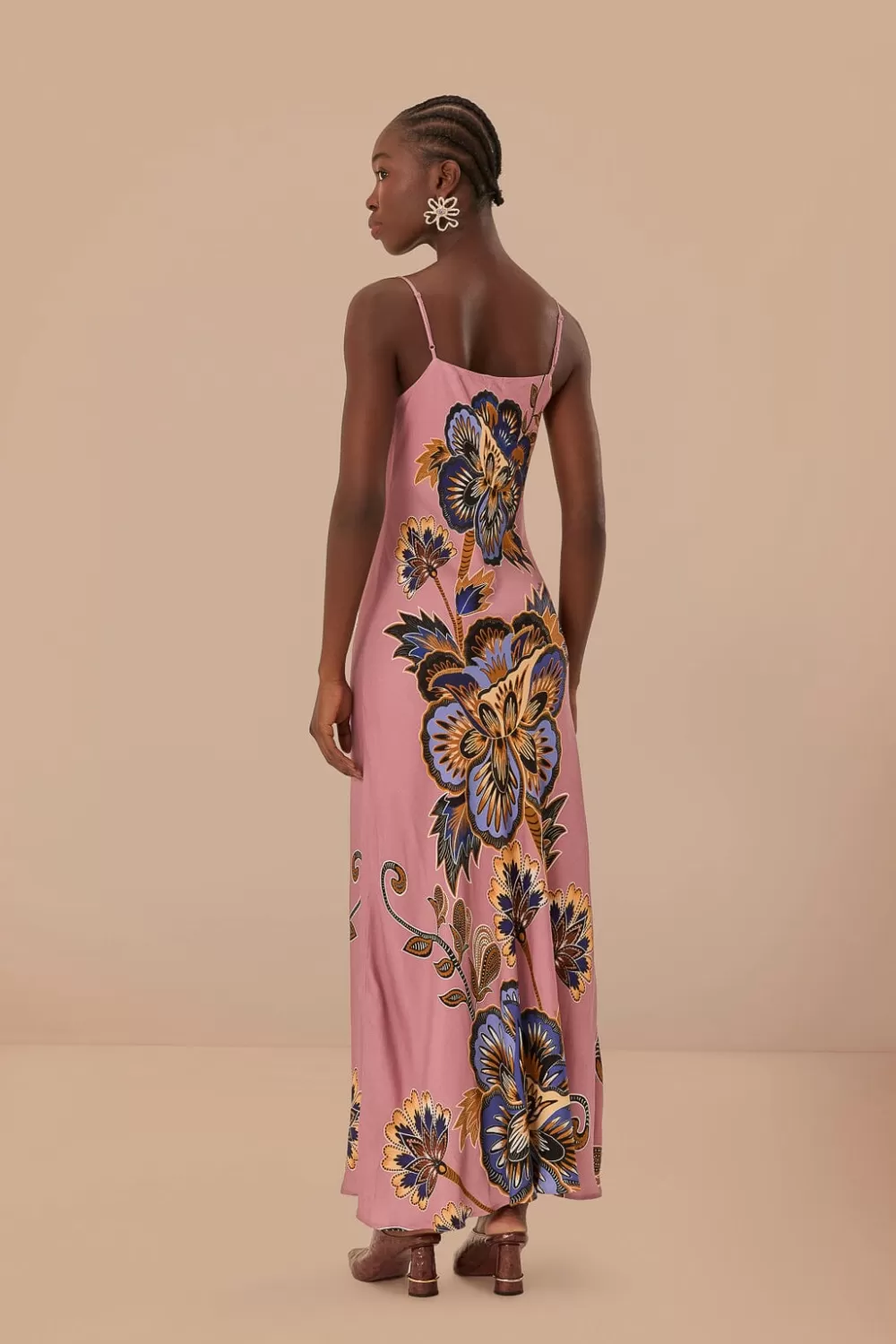 Pink Maxi Floral LENZING™ ECOVERO™ Viscose Slip Maxi Dress | FARM Rio Hot