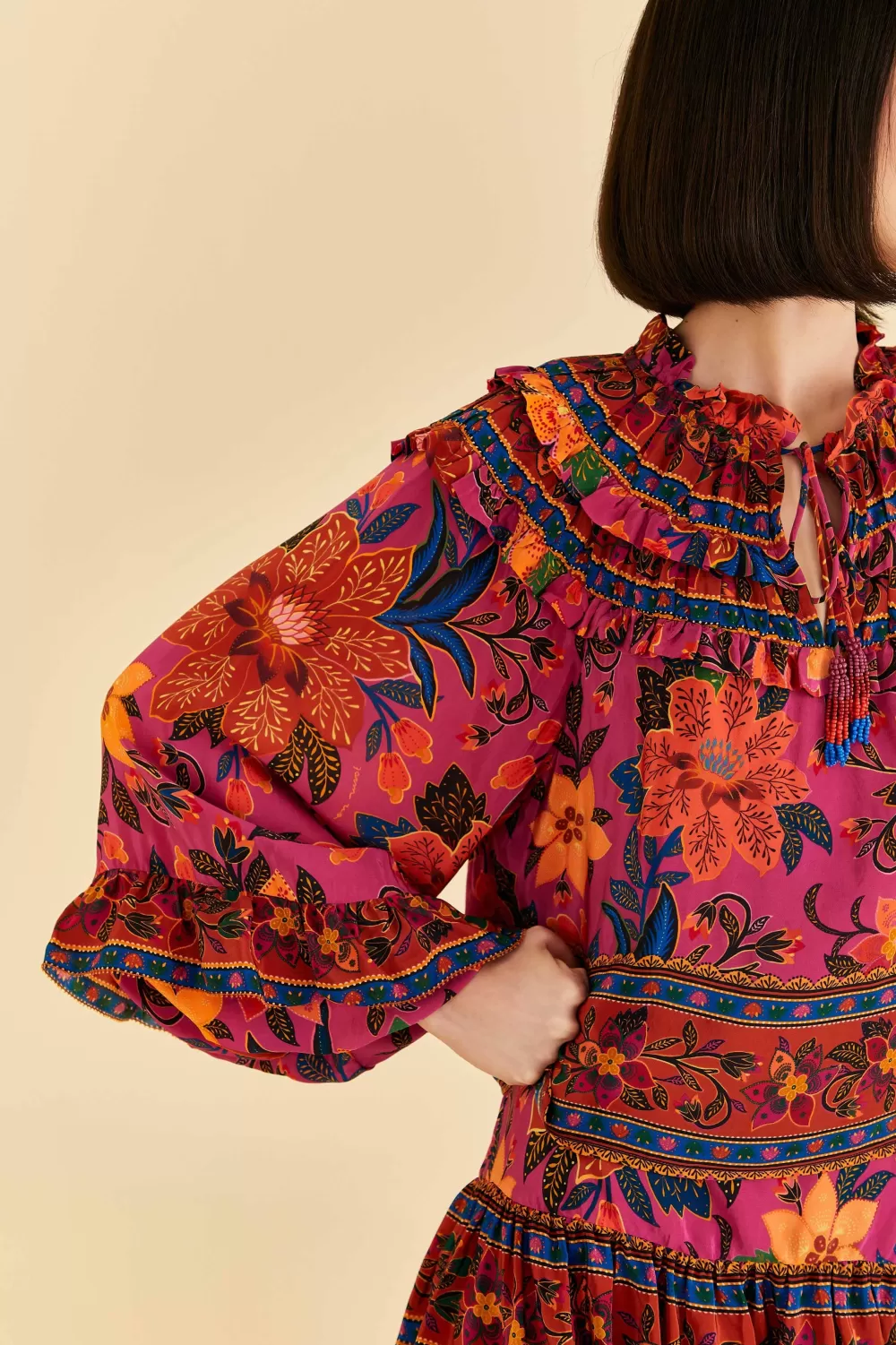 Pink Tropical Tapestry Long Sleeve Blouse | FARM Rio Flash Sale