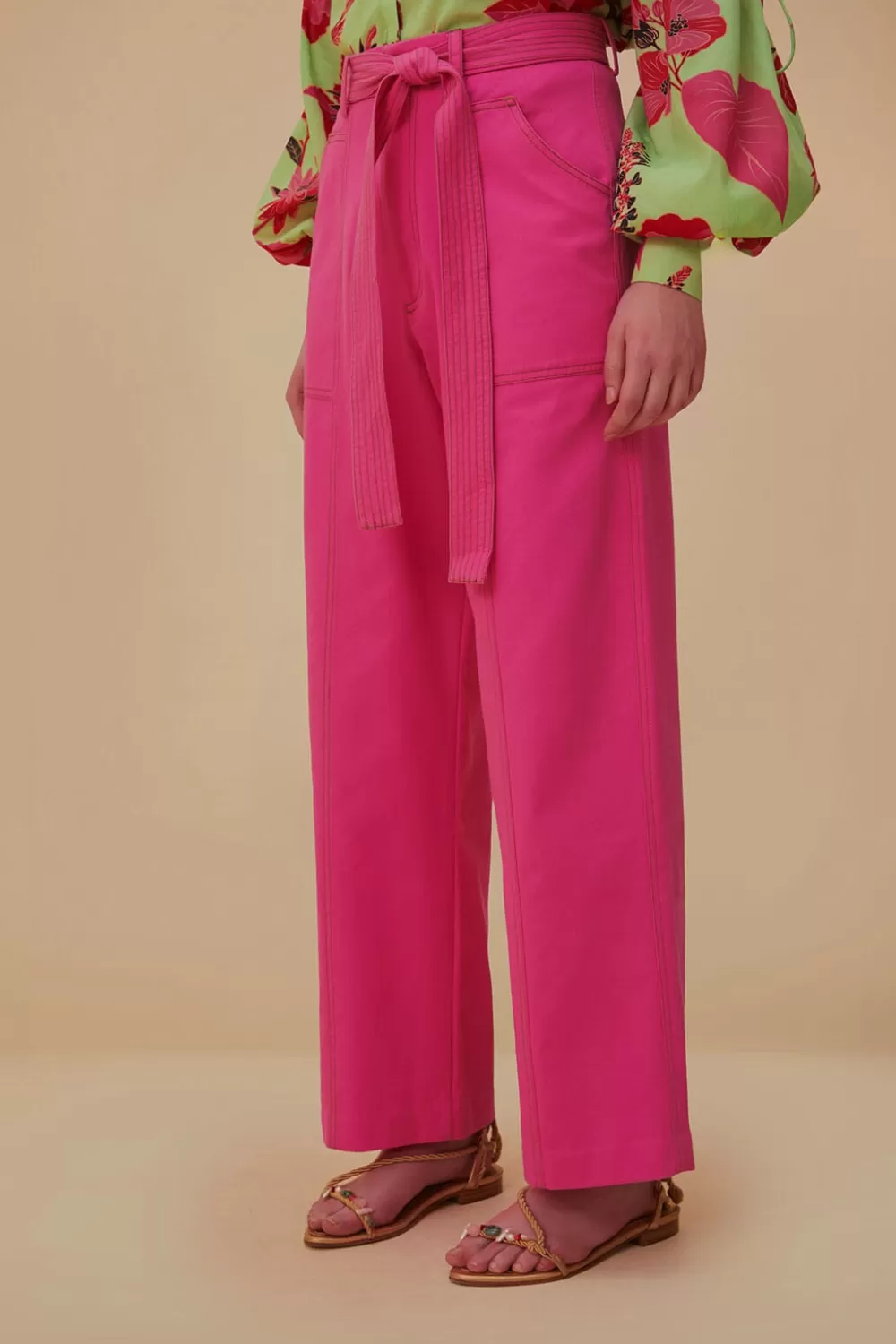 Pink Wide Pants | FARM Rio Flash Sale