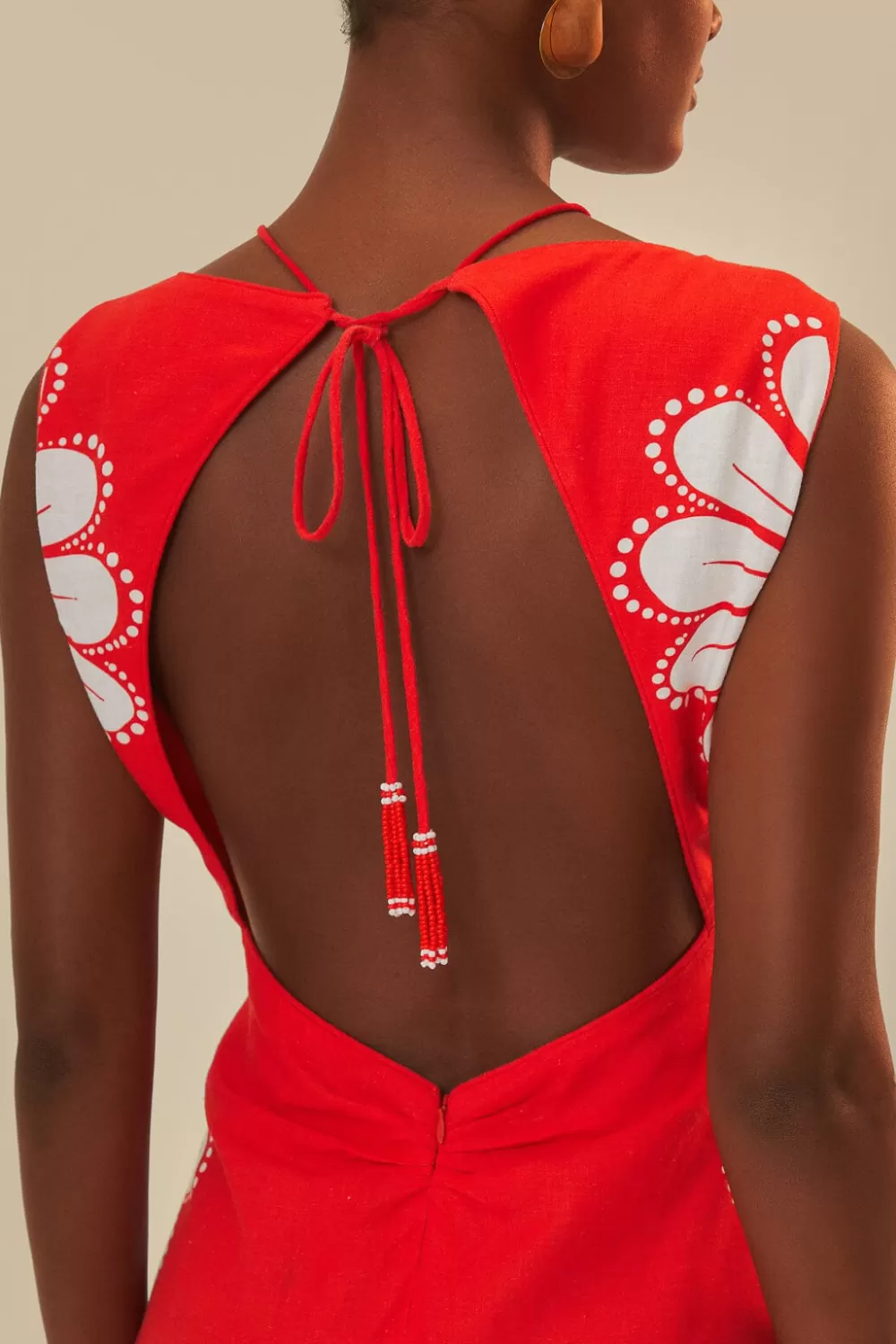 Red Ainika Shell LENZING™ ECOVERO™ Euroflax™ Midi Dress | FARM Rio Clearance