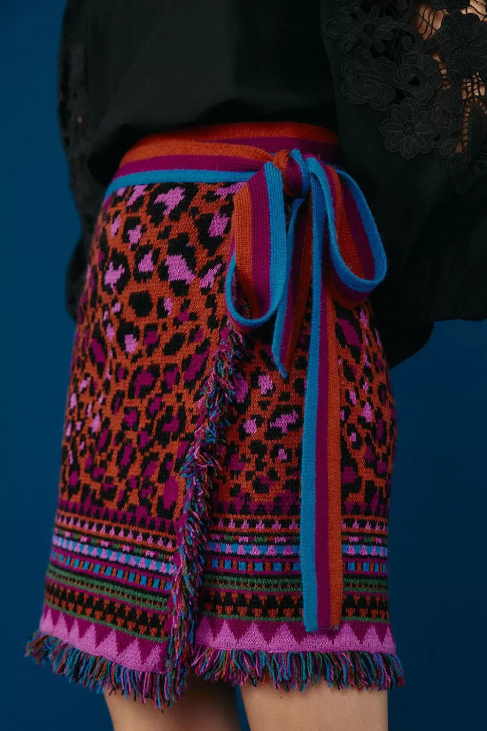 Red Ainika Tapestry Sweater Skirt | FARM Rio Flash Sale