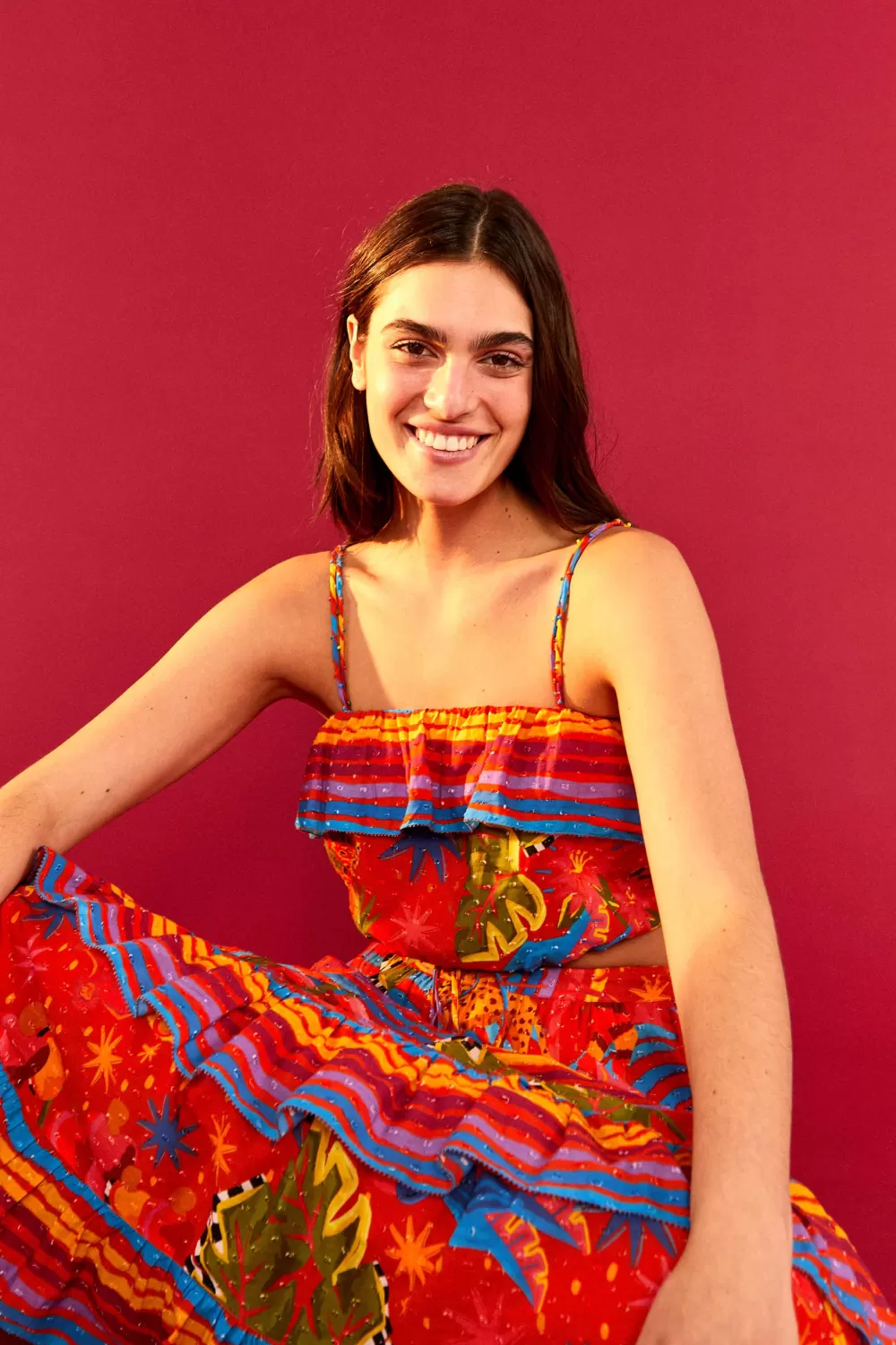 RED CROP TOP | Magic Forest Print | FARM Rio Fashion
