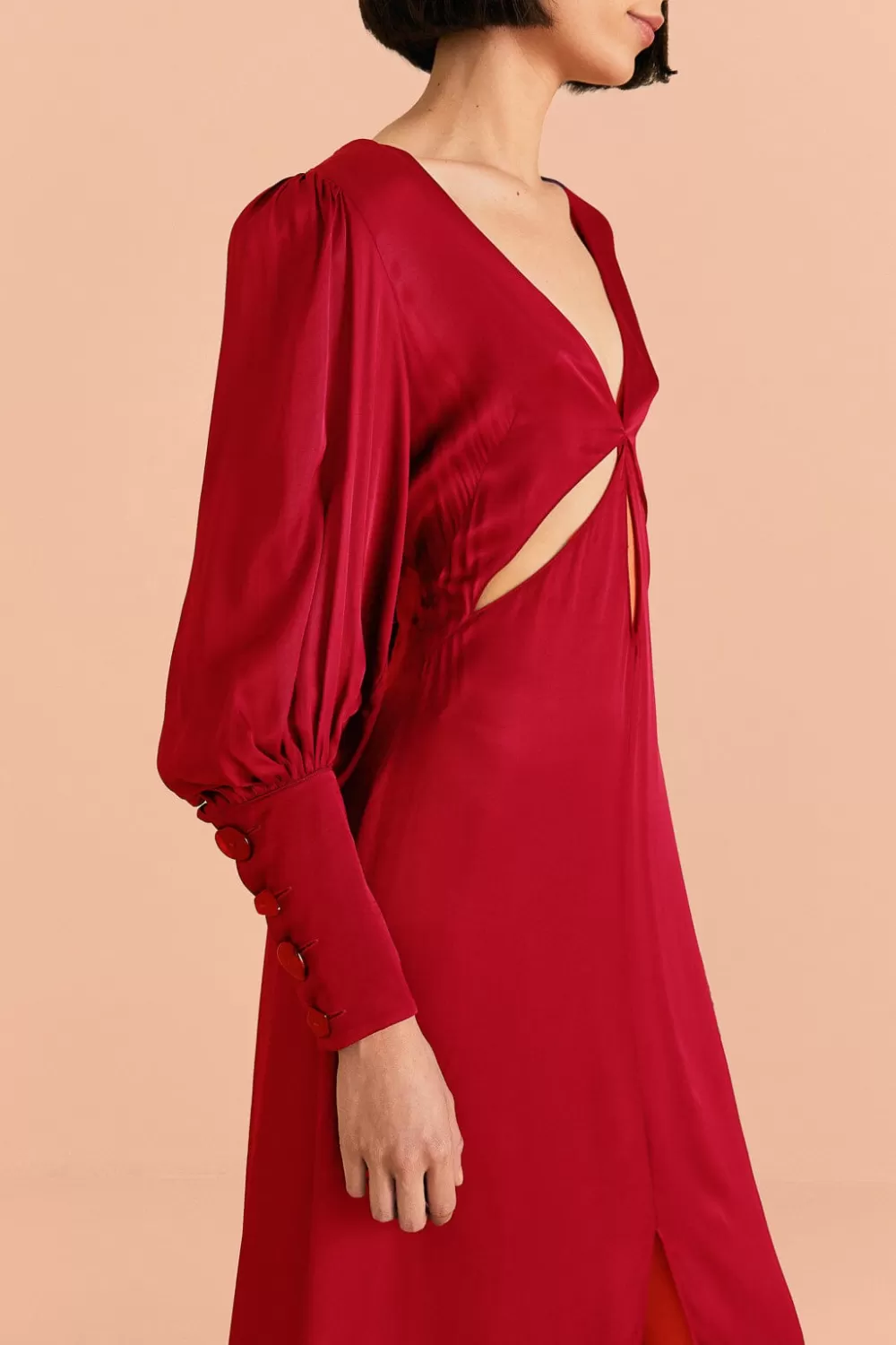 Red Cut Out Long Sleeve Lenzing™ Ecovero™ Viscose Maxi Dress | FARM Rio Flash Sale
