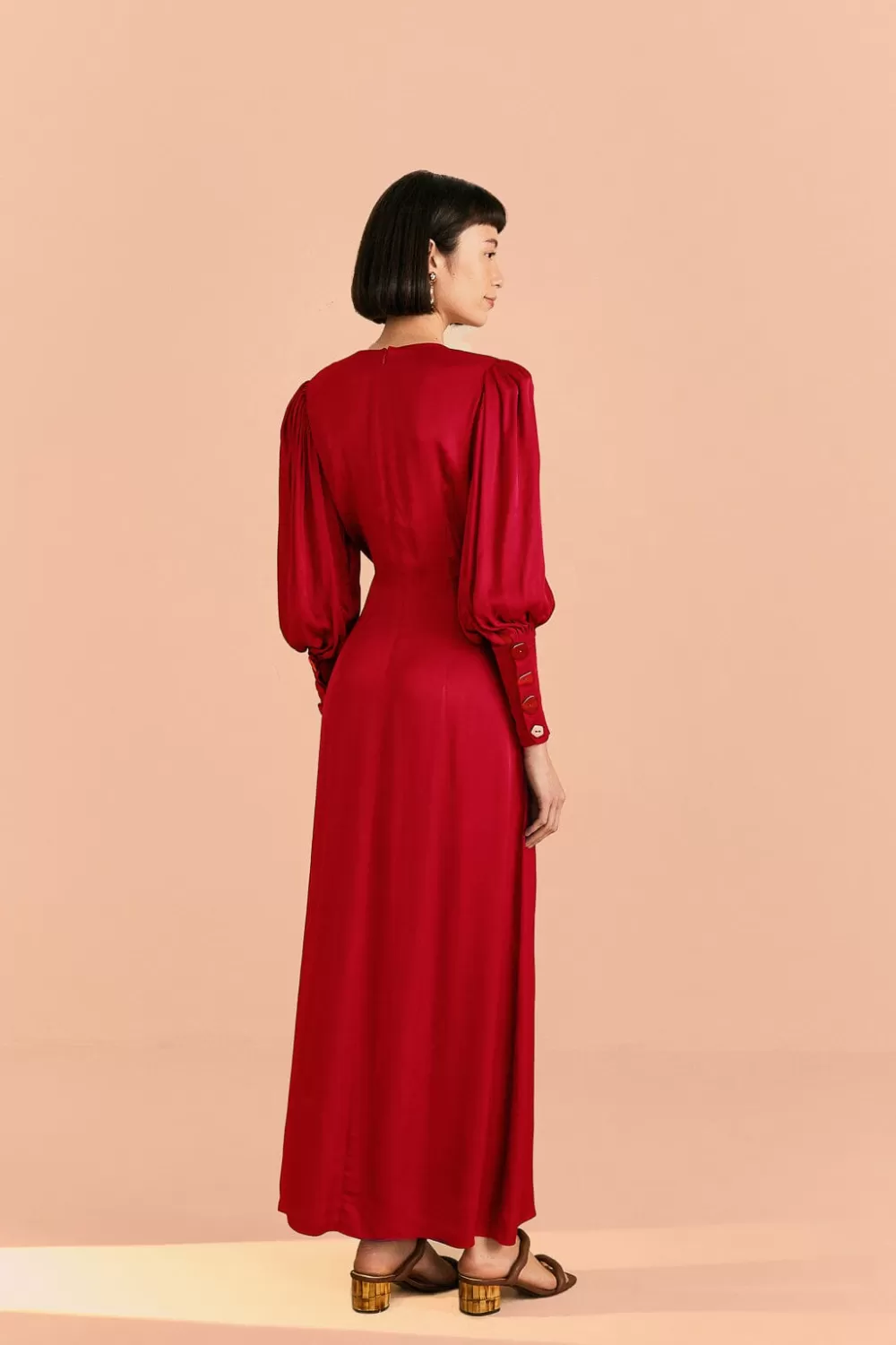 Red Cut Out Long Sleeve Lenzing™ Ecovero™ Viscose Maxi Dress | FARM Rio Flash Sale