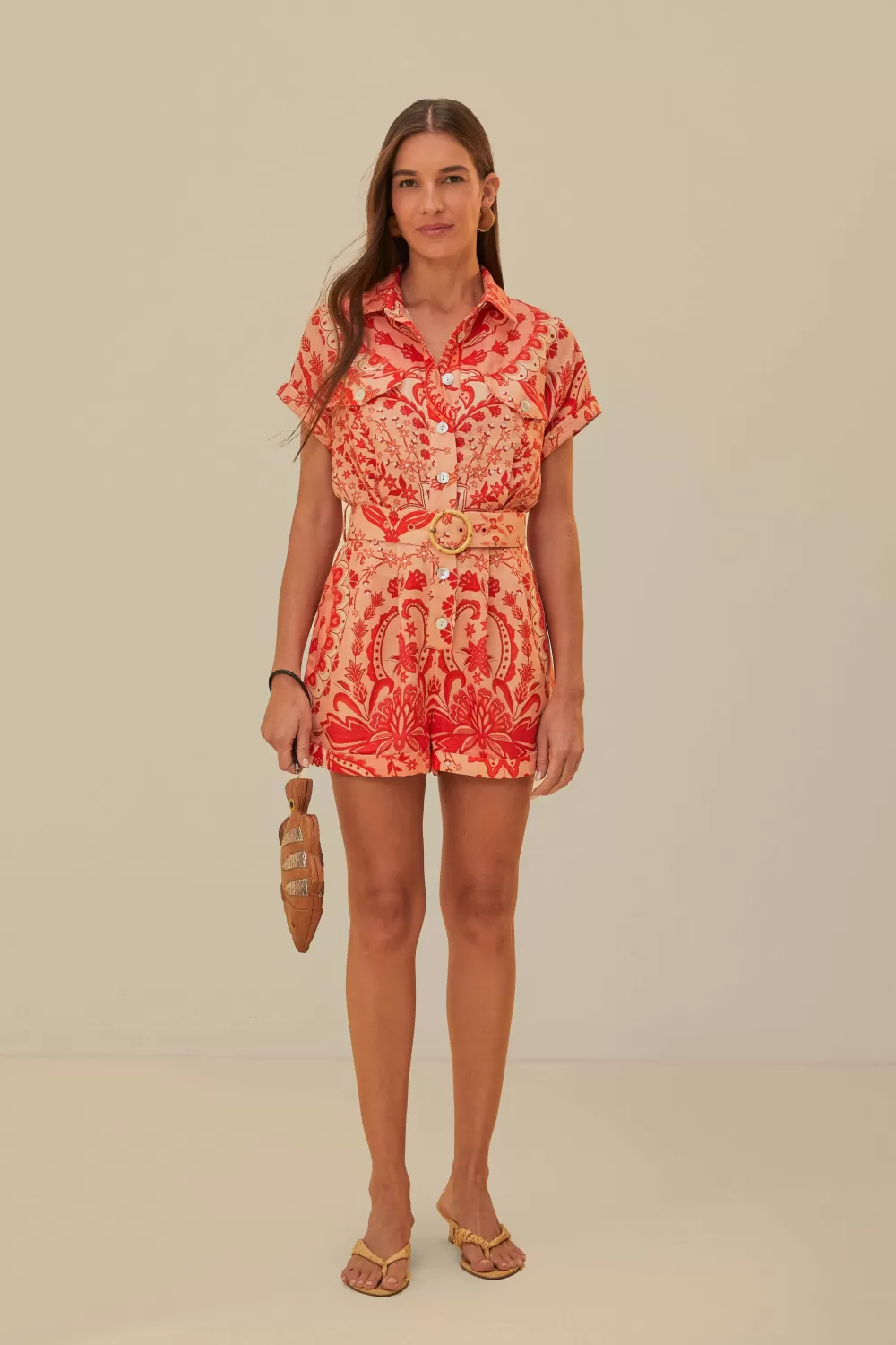 Red Jaipur Romper | FARM Rio Store