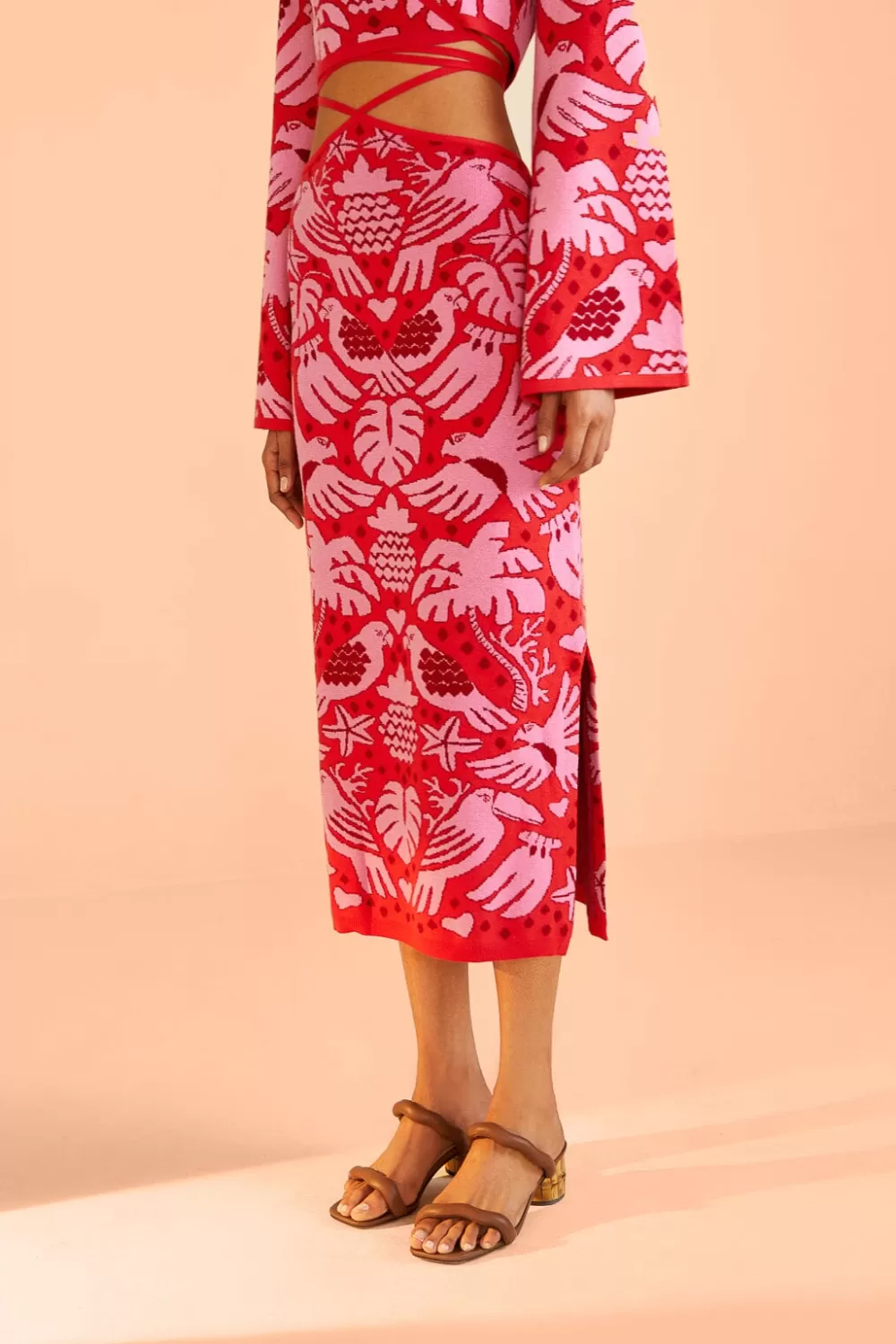 Red Jungle Scarf Knit Skirt | FARM Rio Store