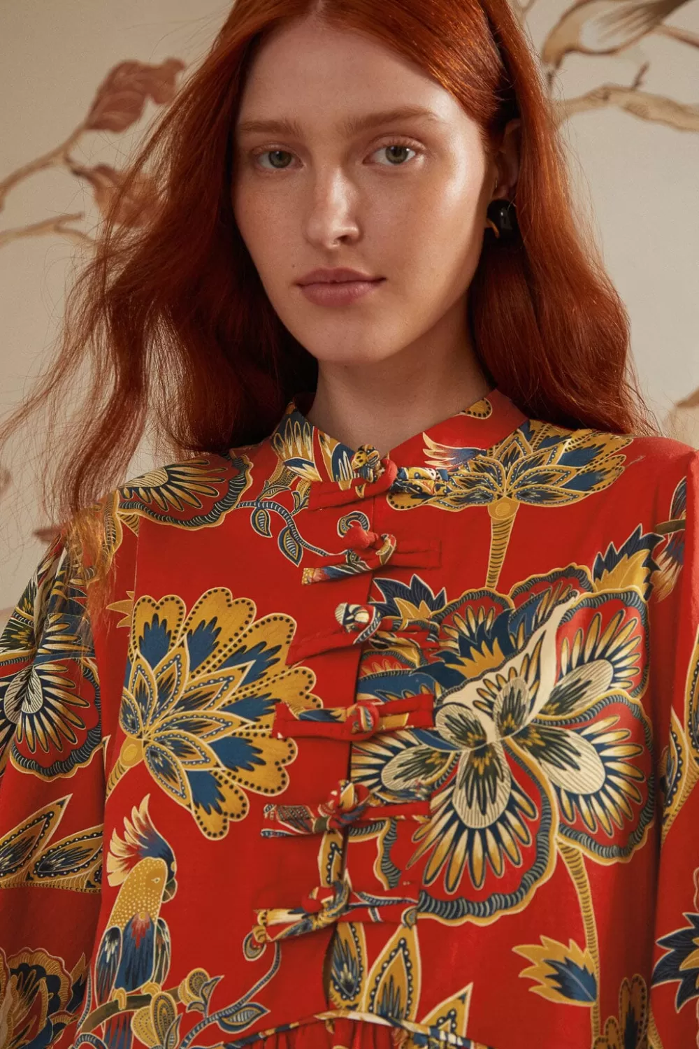 Red Maxi Floral Long Sleeve Mini Dress | FARM Rio Cheap