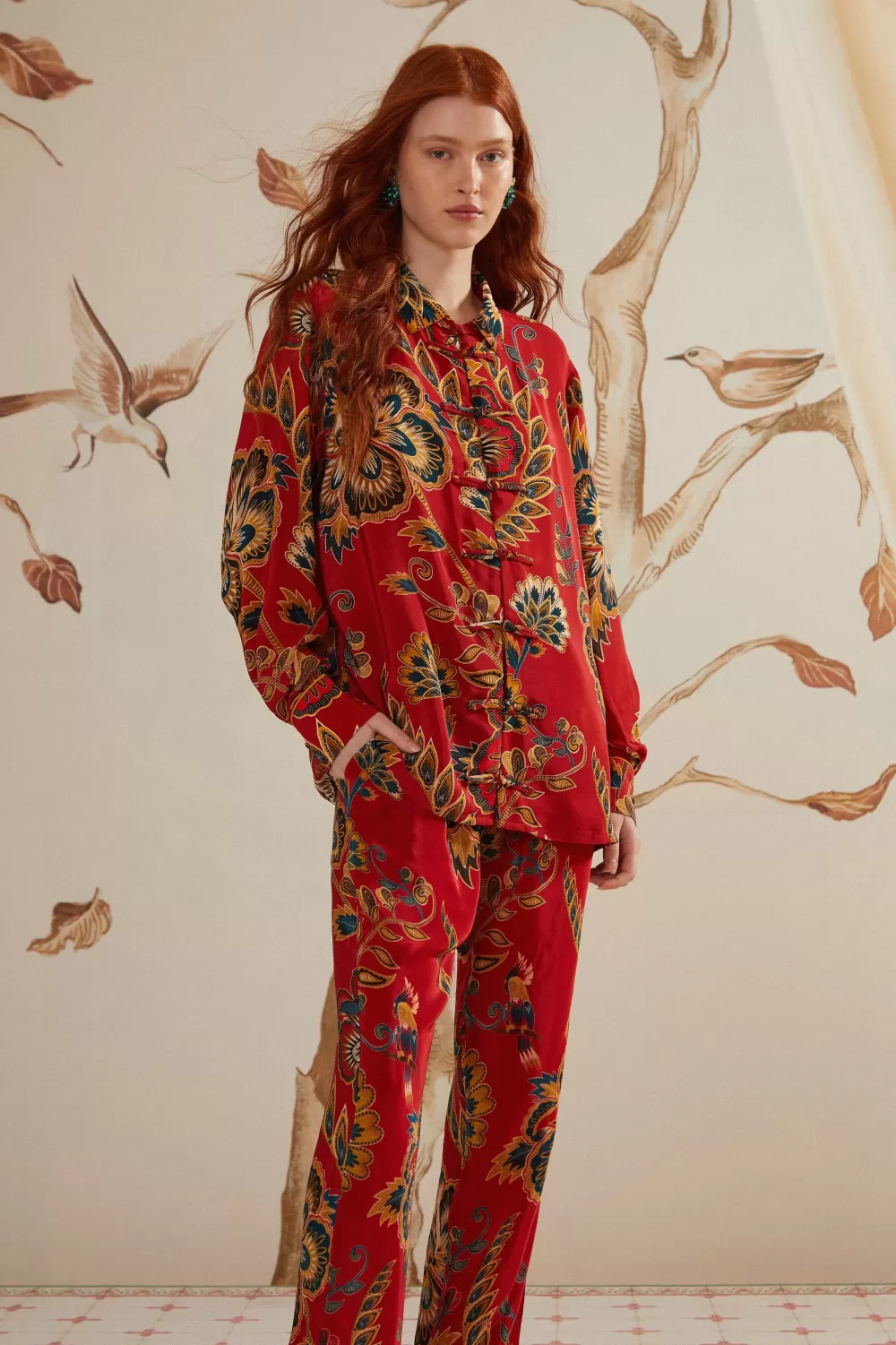 Red Maxi Floral Pajama Pants | FARM Rio Discount