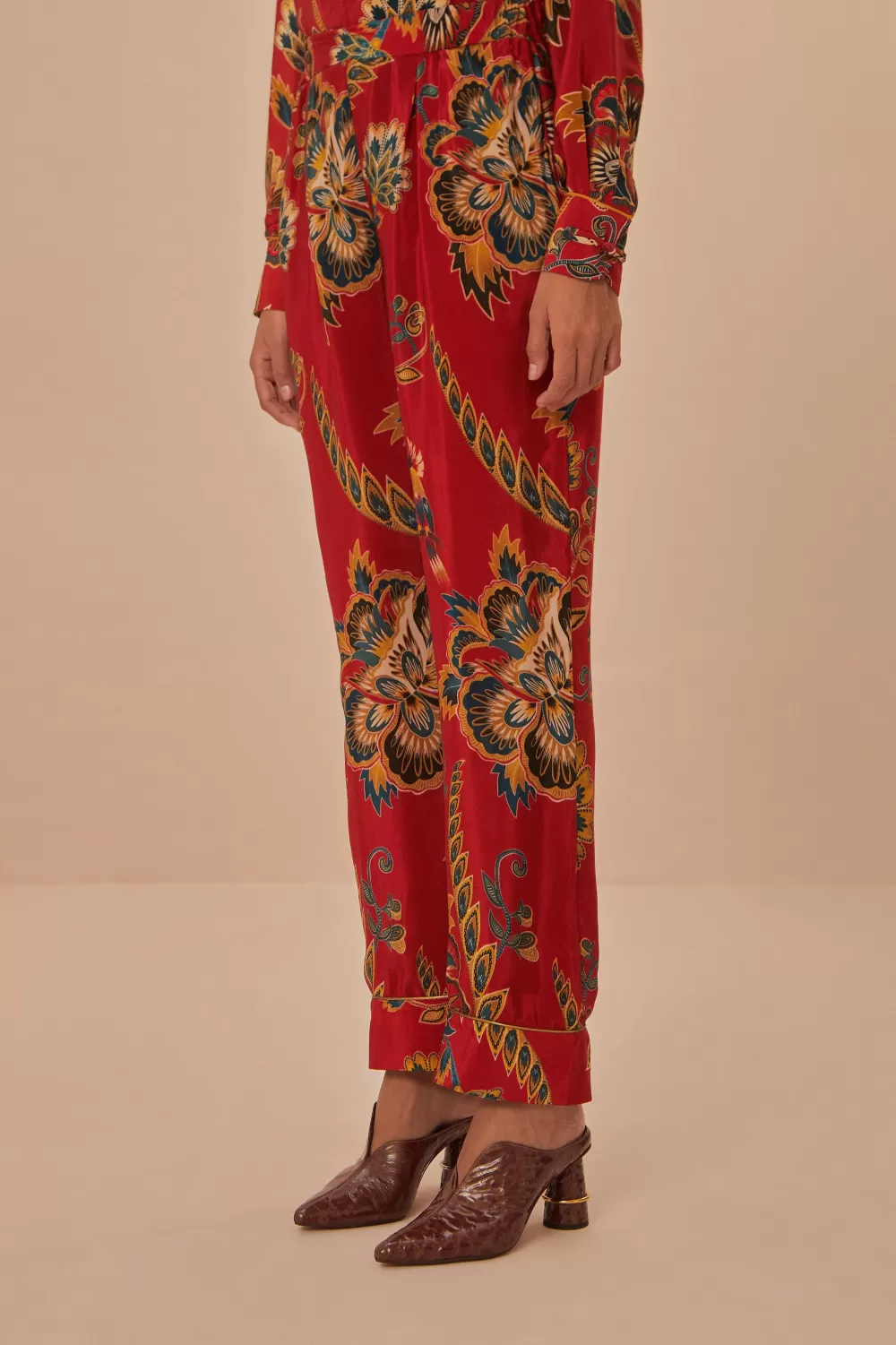 Red Maxi Floral Pajama Pants | FARM Rio Discount