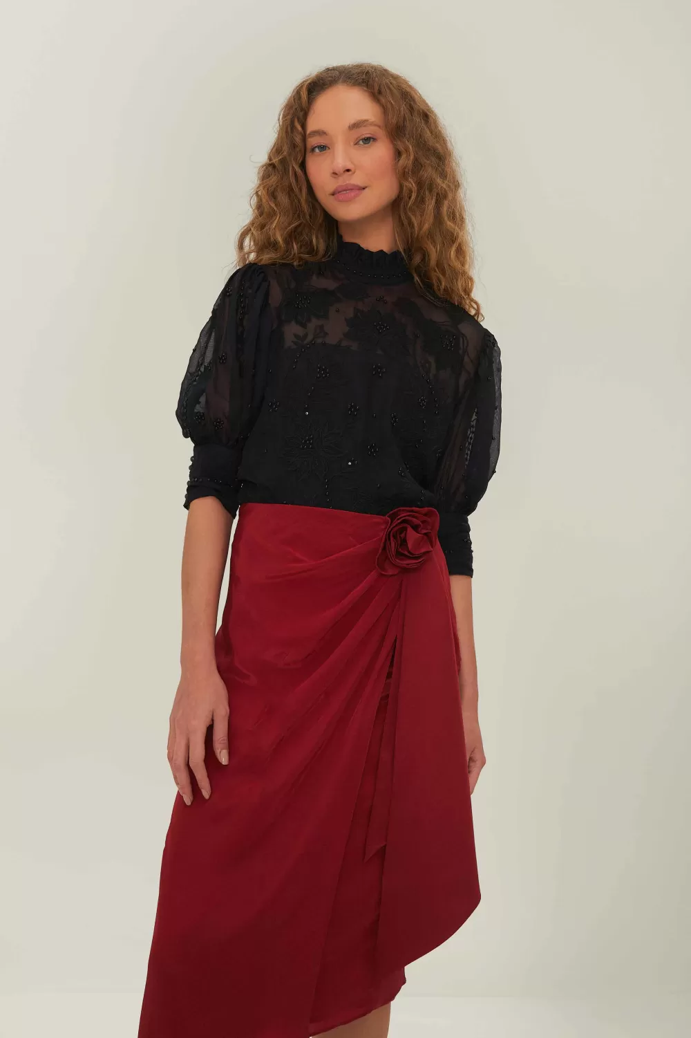 Red Midi Skirt | FARM Rio Outlet