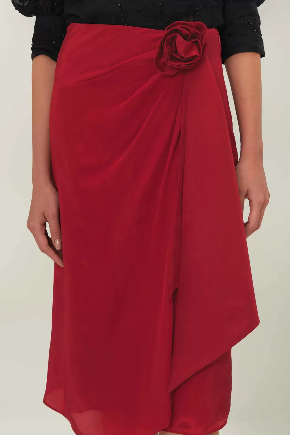Red Midi Skirt | FARM Rio Outlet