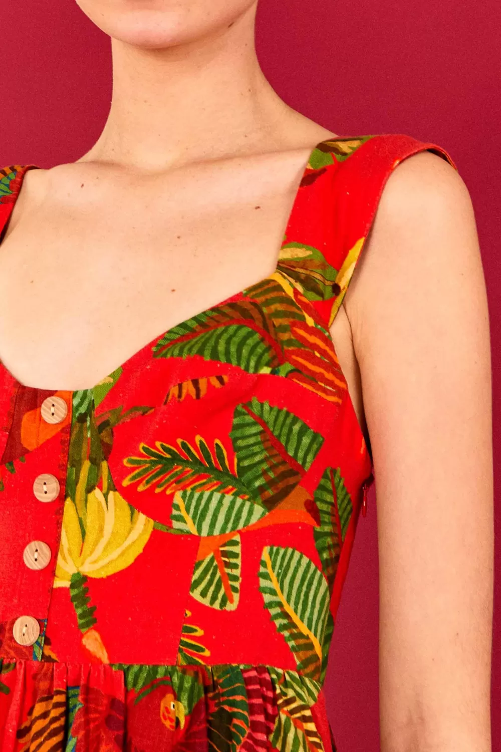 Red Mini Dress | Forest Birds Print | FARM Rio Cheap