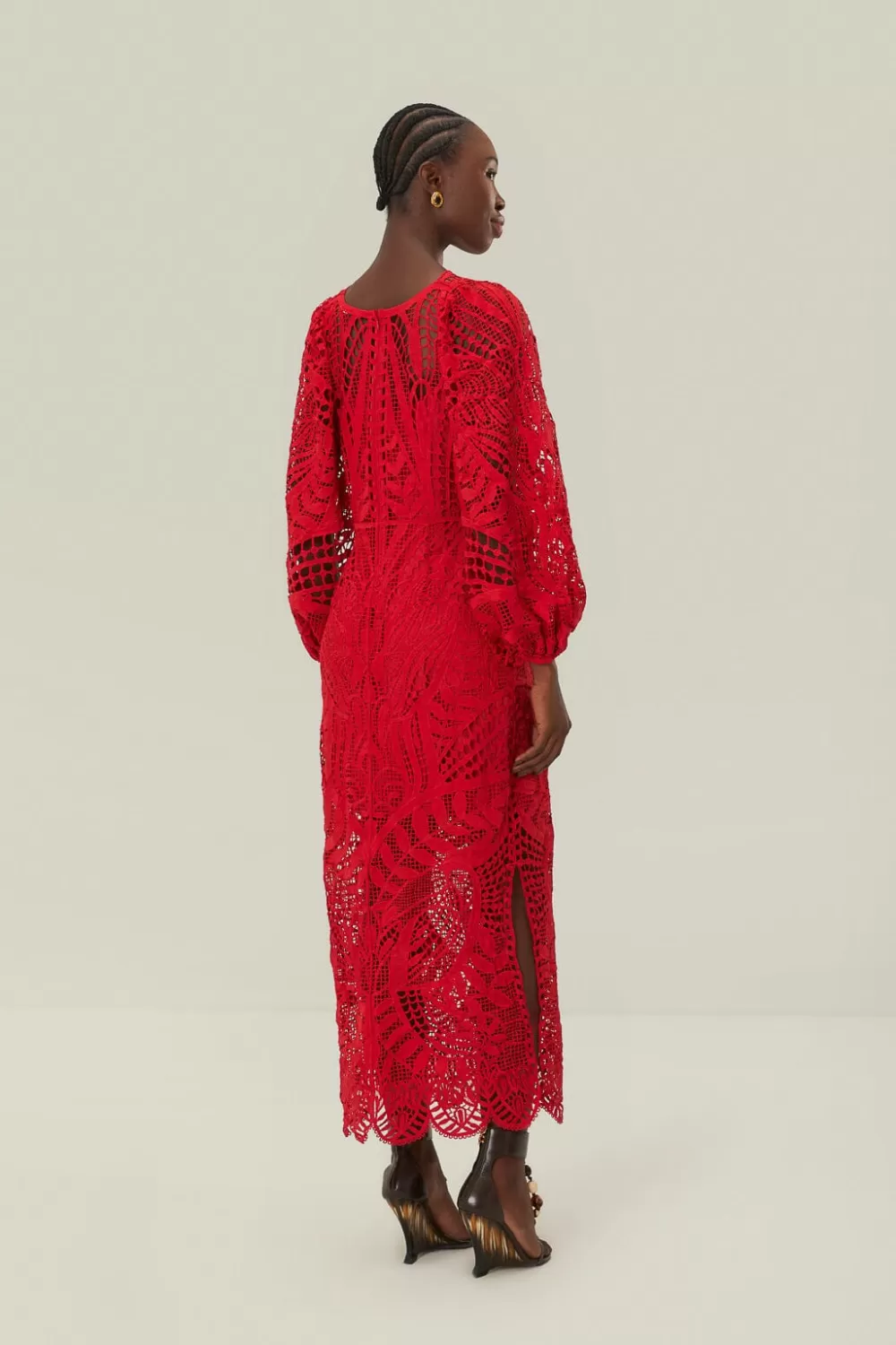 Red Nature Guipure Midi Dress | FARM Rio Best