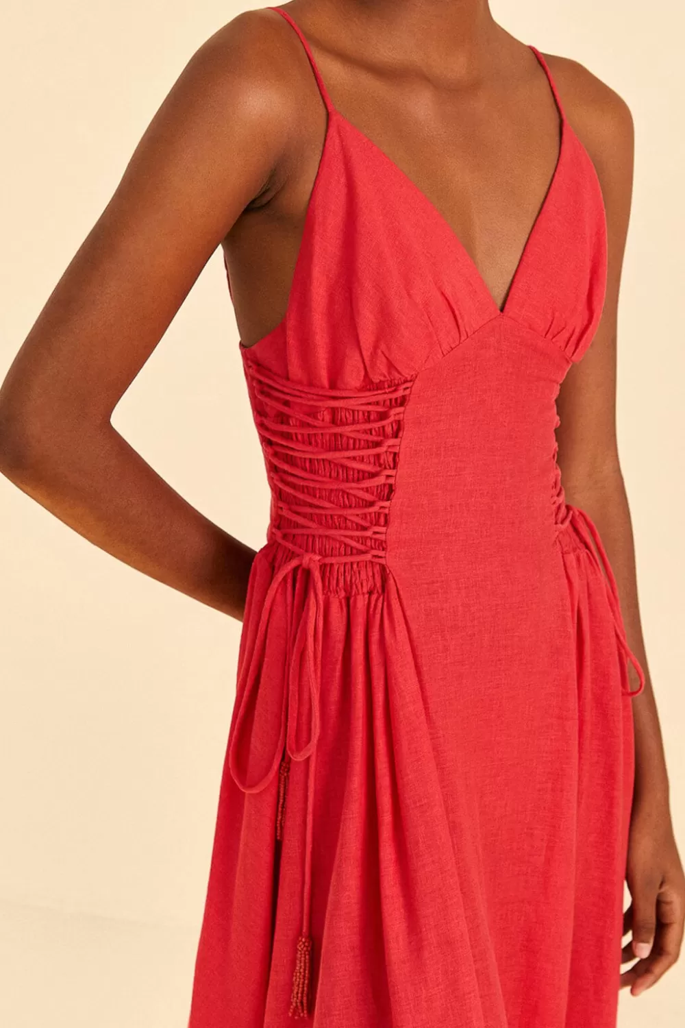 Red Sleeveless Midi Dress | FARM Rio Hot