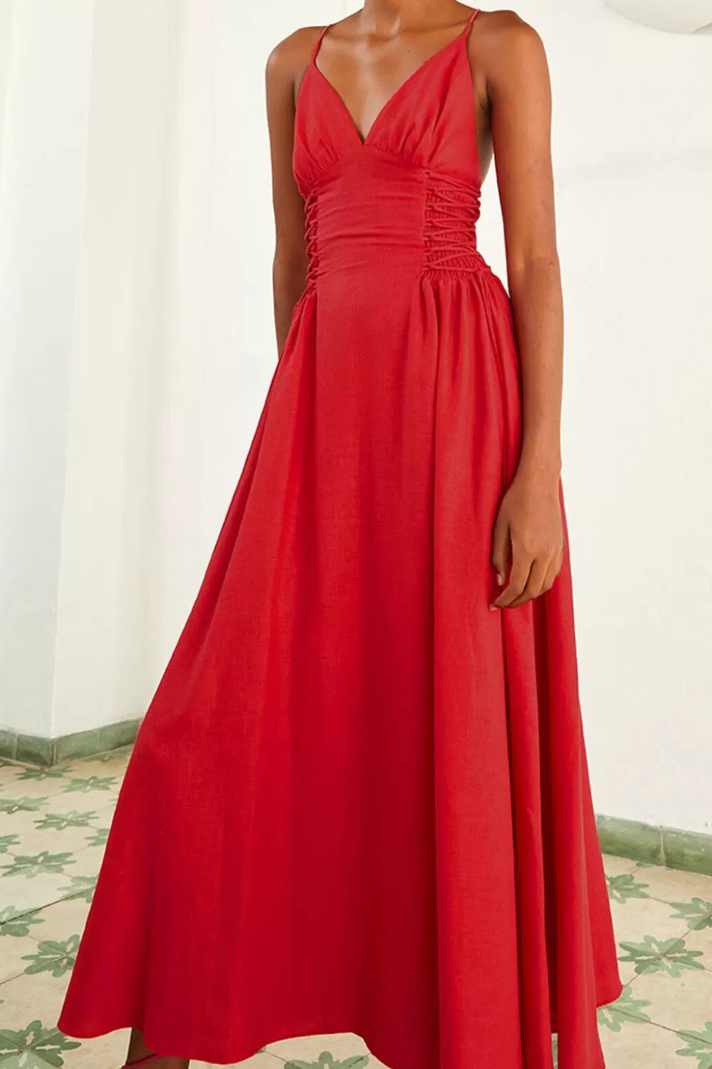 Red Sleeveless Midi Dress | FARM Rio Hot