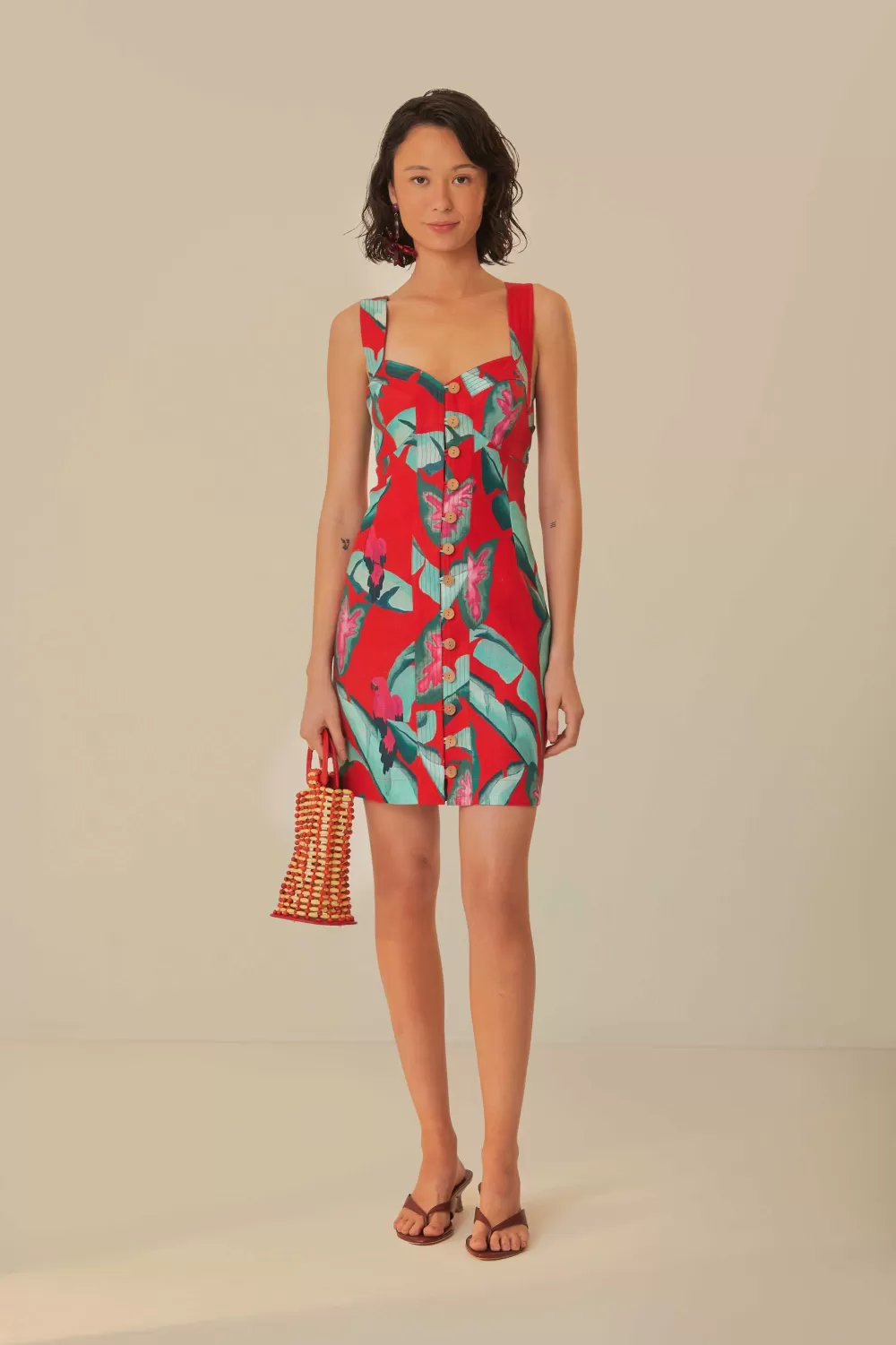 Red Summer Foliage Mini Dress | FARM Rio Cheap