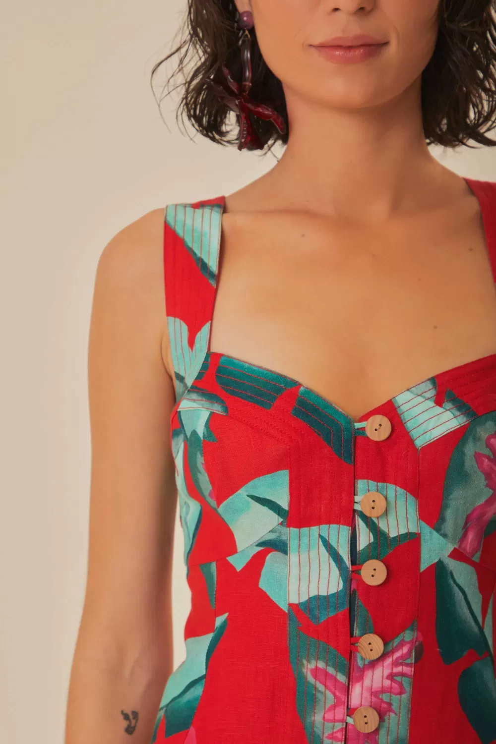 Red Summer Foliage Mini Dress | FARM Rio Cheap