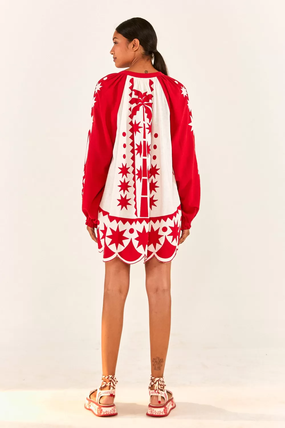 Red Tropical Cutwork Mini Dress | FARM Rio Best Sale