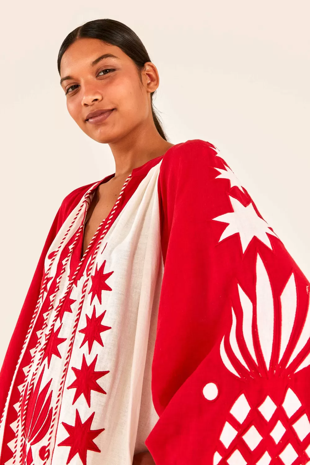 Red Tropical Cutwork Mini Dress | FARM Rio Best Sale