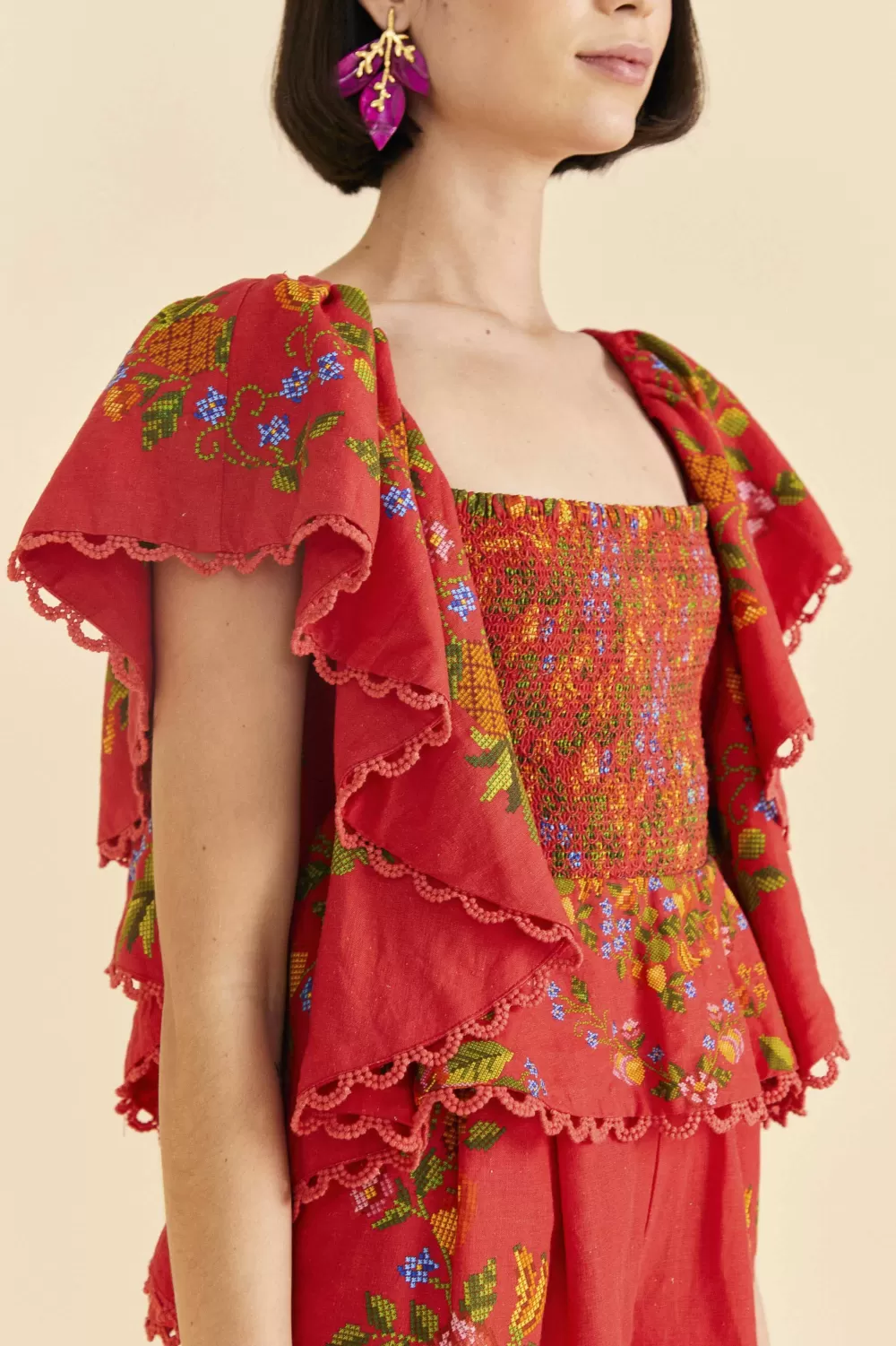 Red Tropical Romance Romper | FARM Rio Best Sale