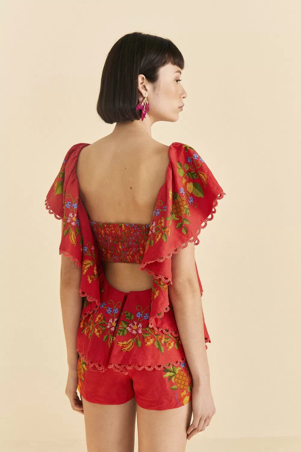 Red Tropical Romance Romper | FARM Rio Best Sale