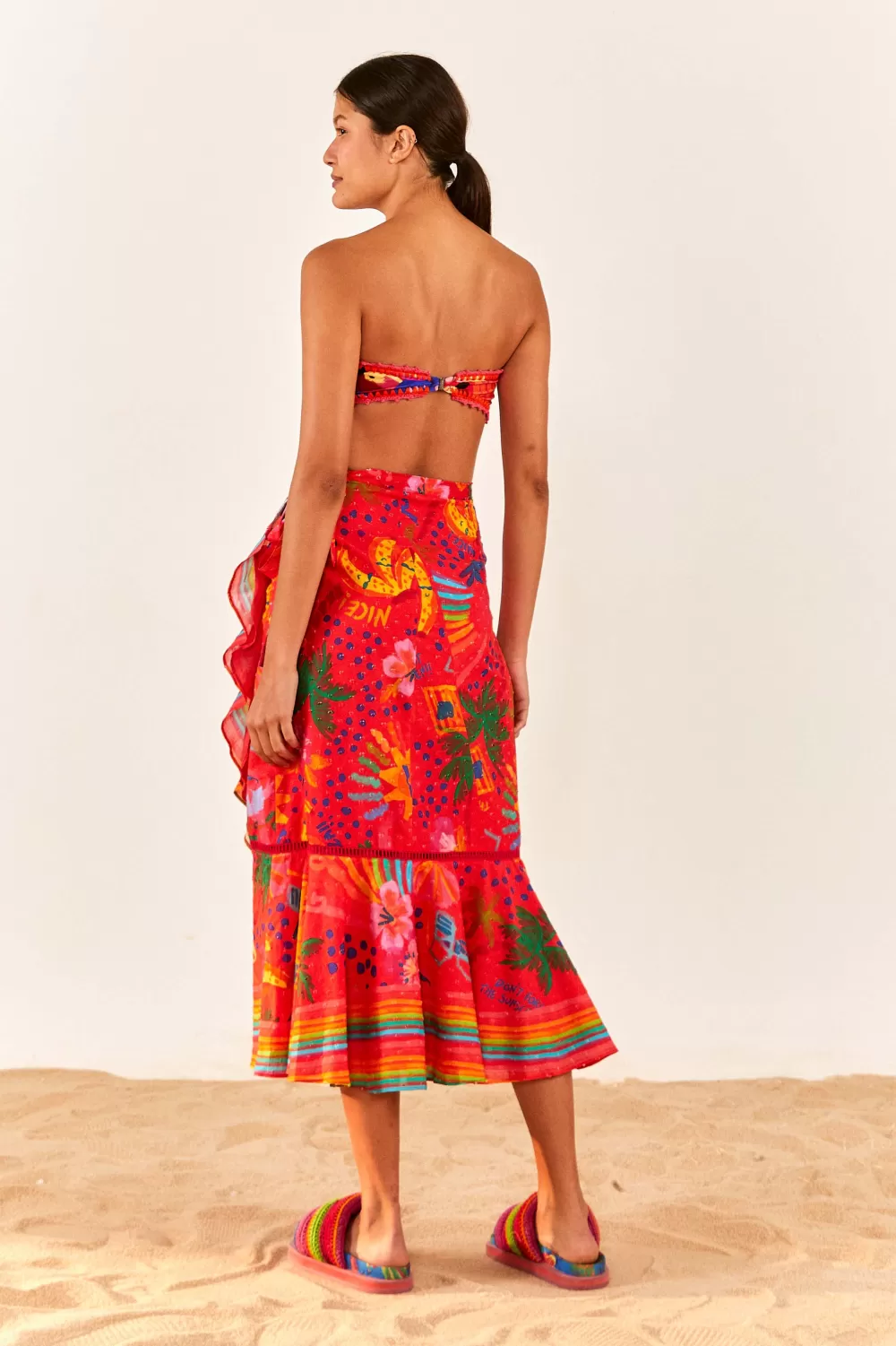Red Wrap Skirt | Good Vibes Print | FARM Rio Outlet
