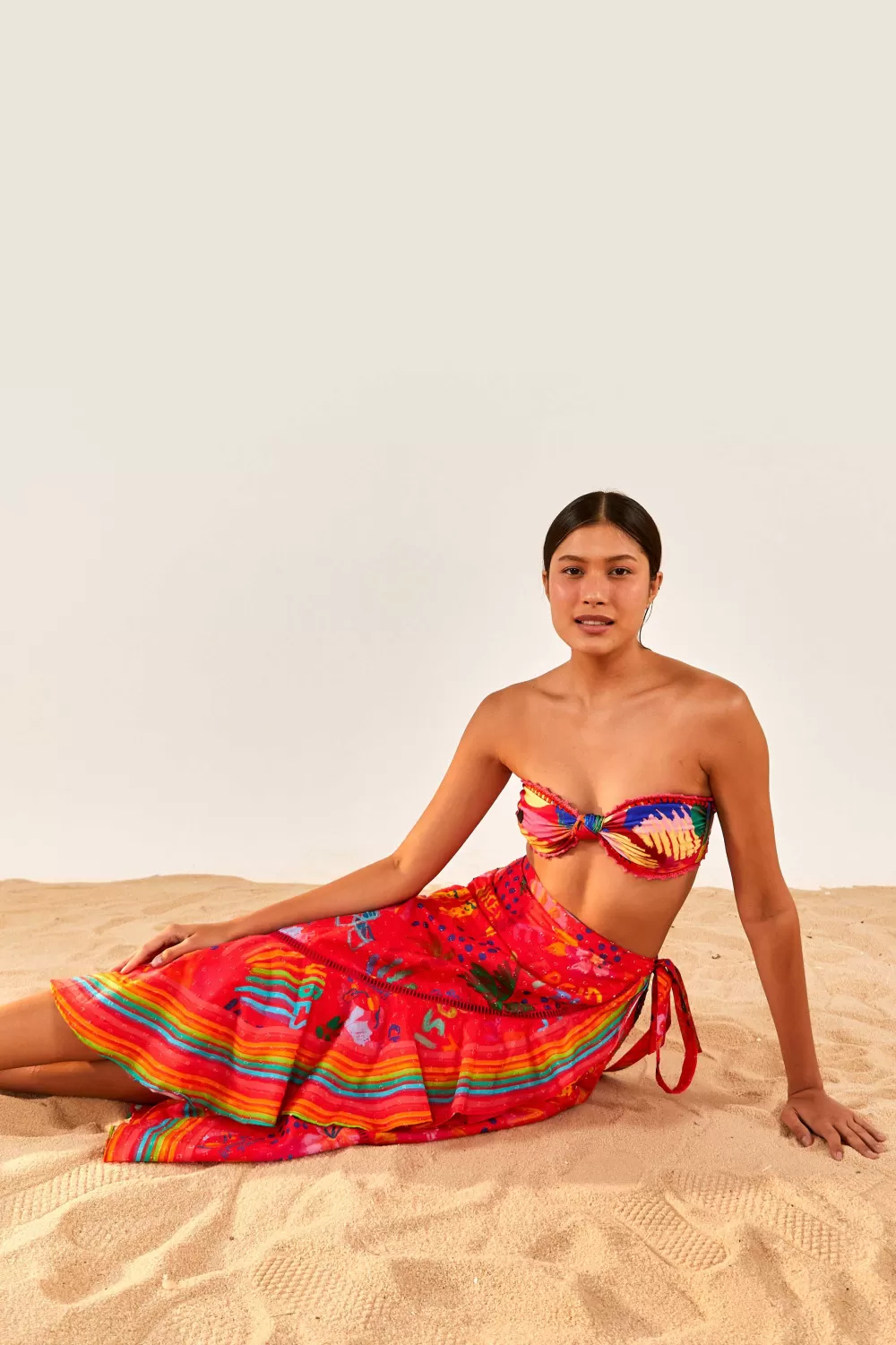 Red Wrap Skirt | Good Vibes Print | FARM Rio Outlet