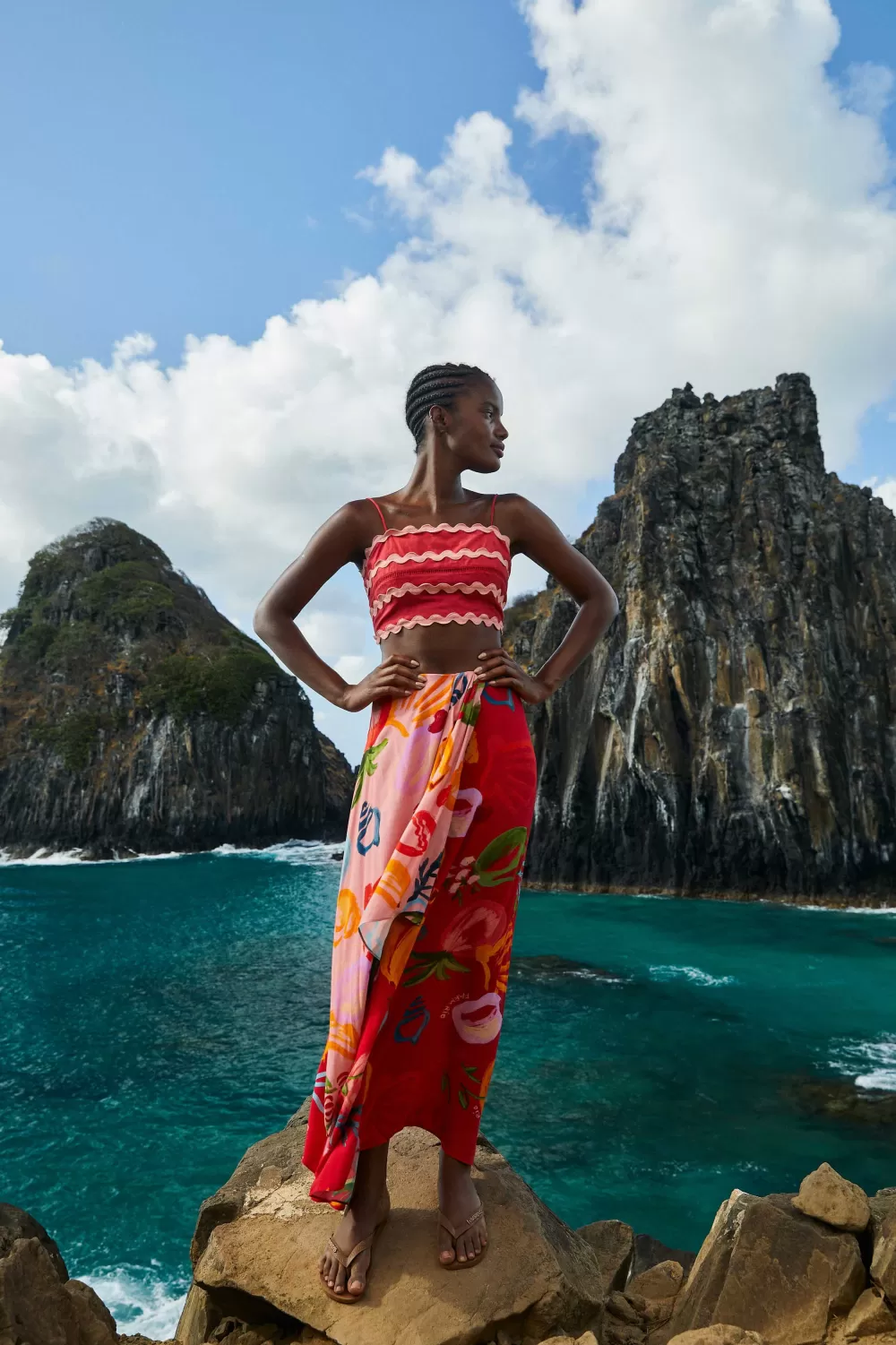 Red Wrap Top | FARM Rio New