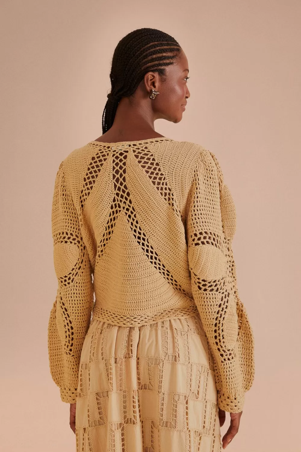 Sand Flower Draw Crochet Cardigan | FARM Rio Sale