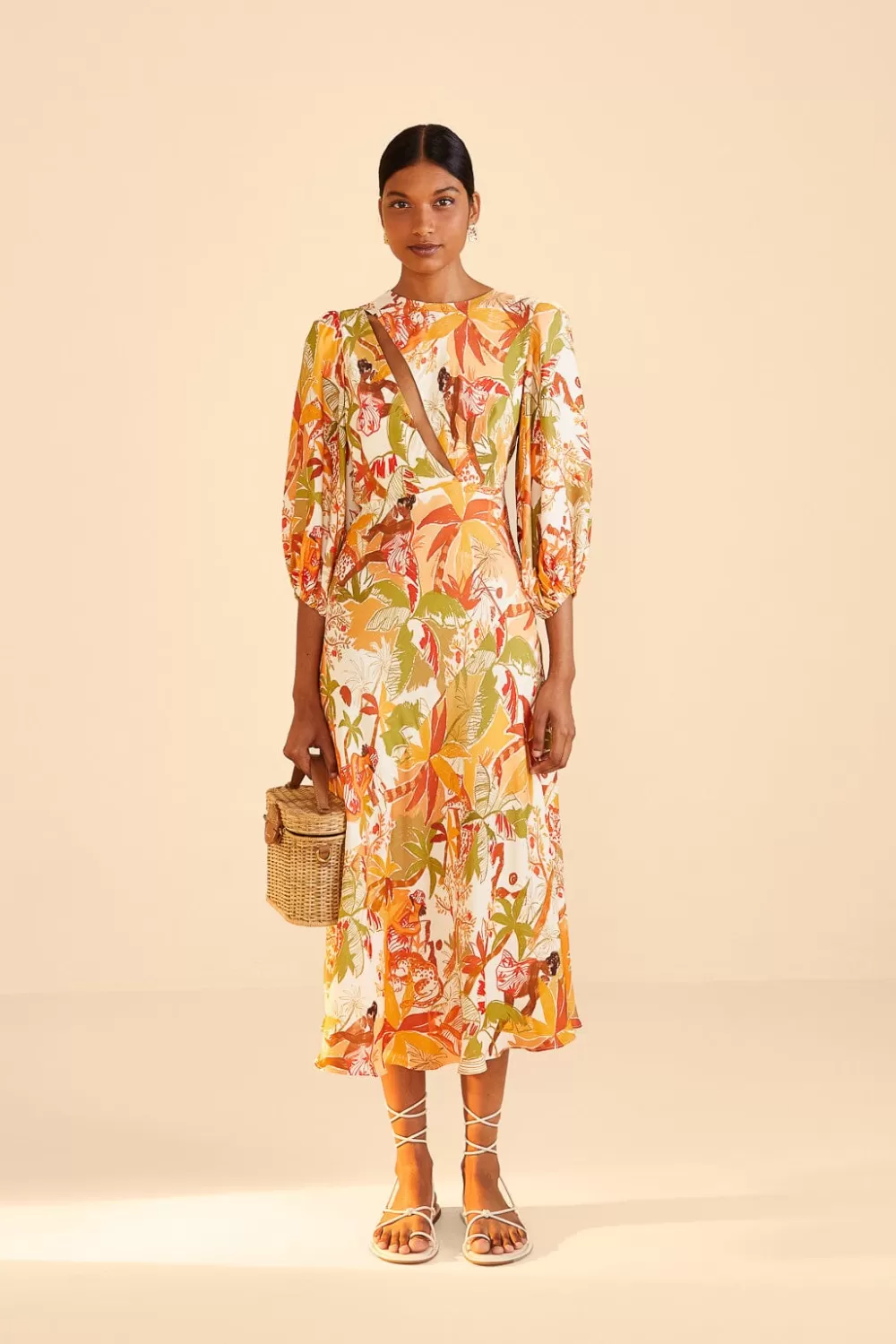 Sand Leopard Forest Midi Dress | FARM Rio Hot