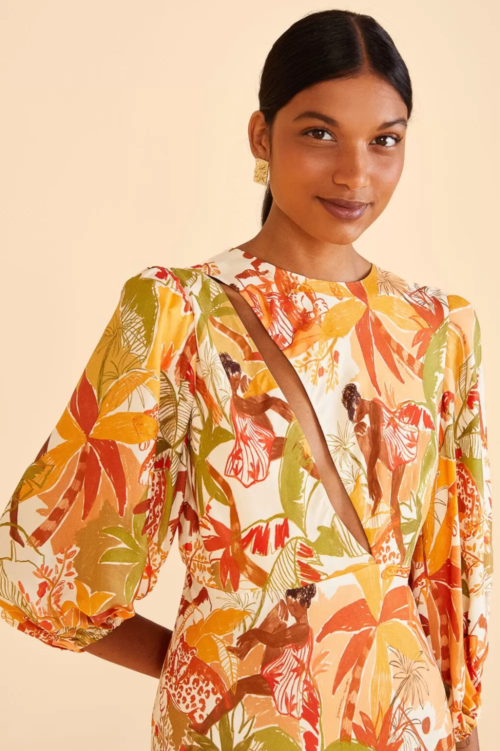 Sand Leopard Forest Midi Dress | FARM Rio Hot