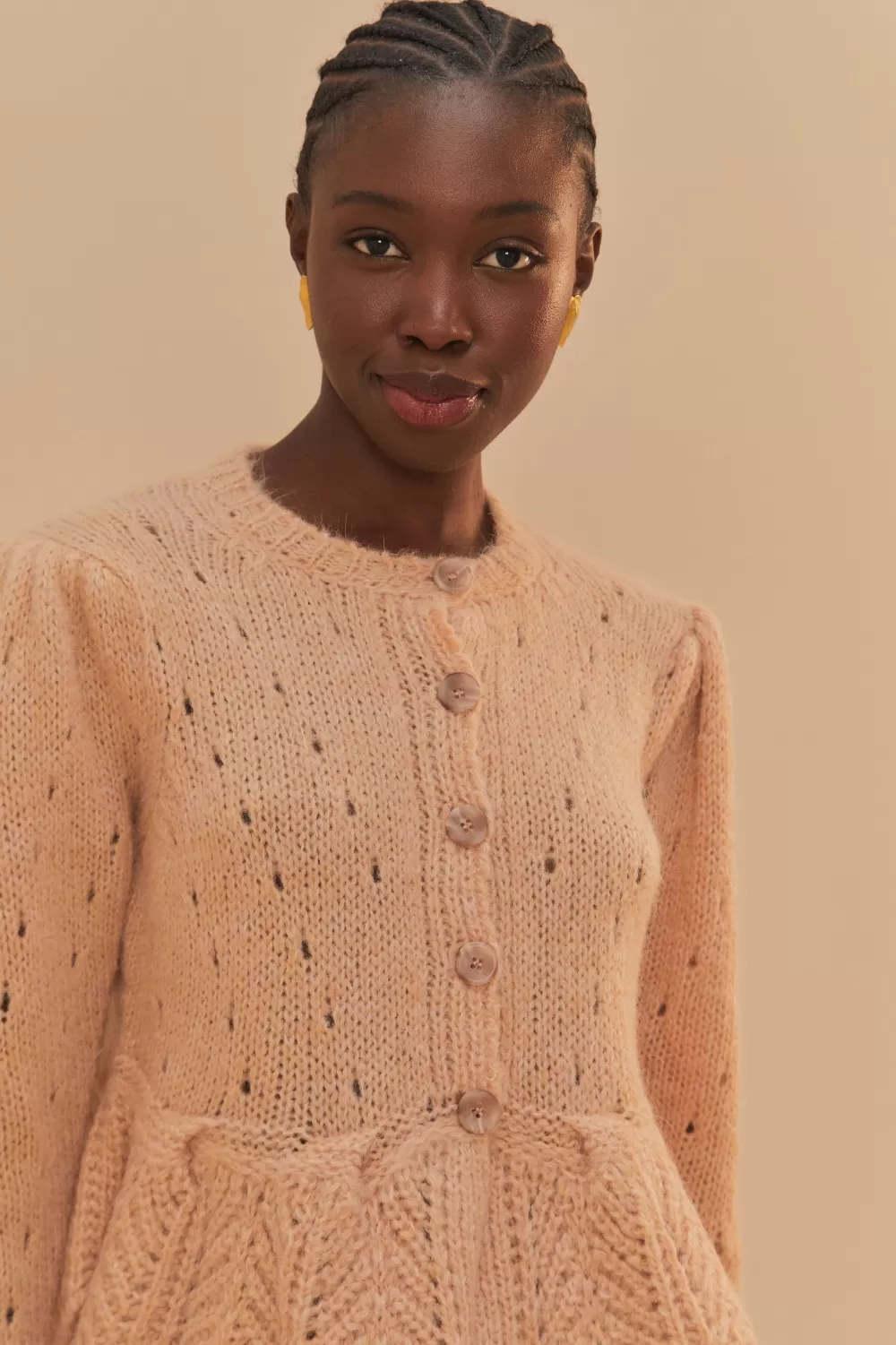 Sand Ruffle Knit Cardigan | FARM Rio Hot