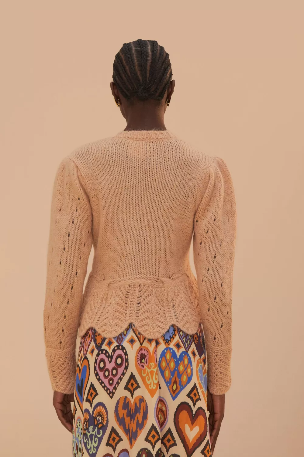 Sand Ruffle Knit Cardigan | FARM Rio Hot