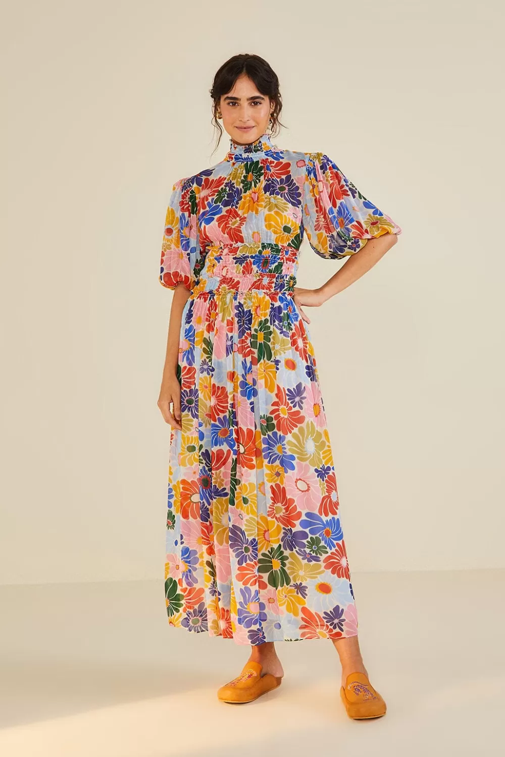 Sand Sunny Daisies Maxi Dress | FARM Rio Cheap
