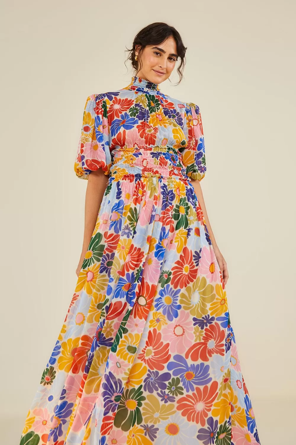 Sand Sunny Daisies Maxi Dress | FARM Rio Cheap