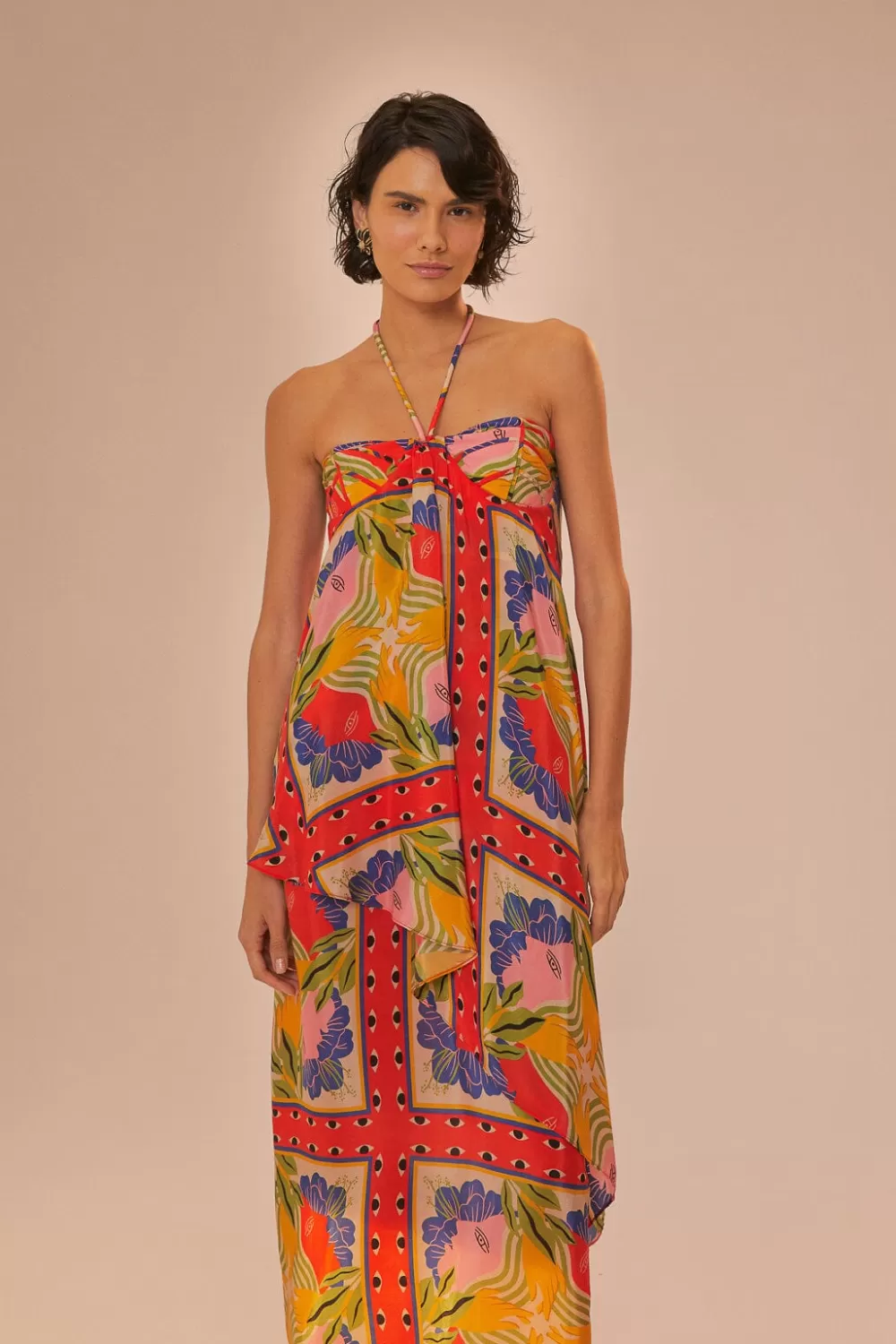 Sand Surreal Scarf Sleeveless Maxi Dress | FARM Rio Store