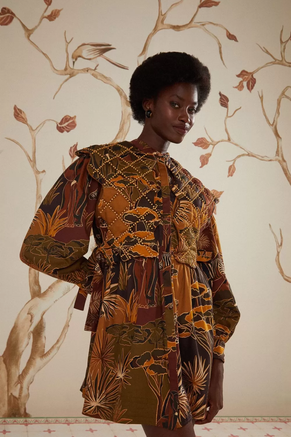 Savana Dream Caramel Matelasse Yoke Mini Dress | FARM Rio Sale
