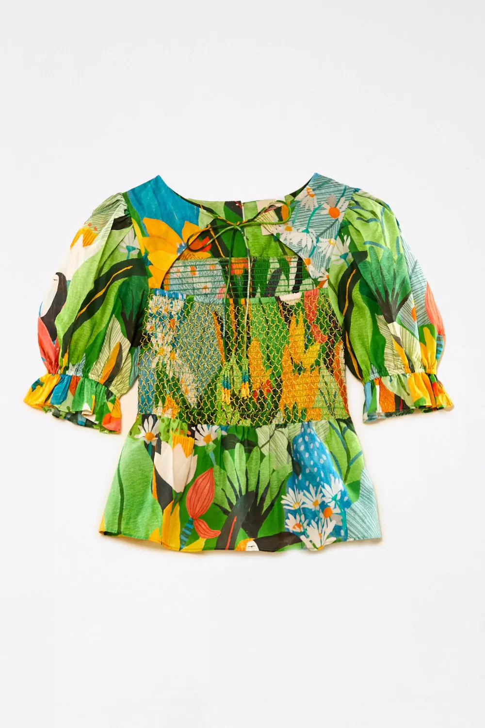 Smocked Blouse | Vintage Toucans Print | FARM Rio Cheap