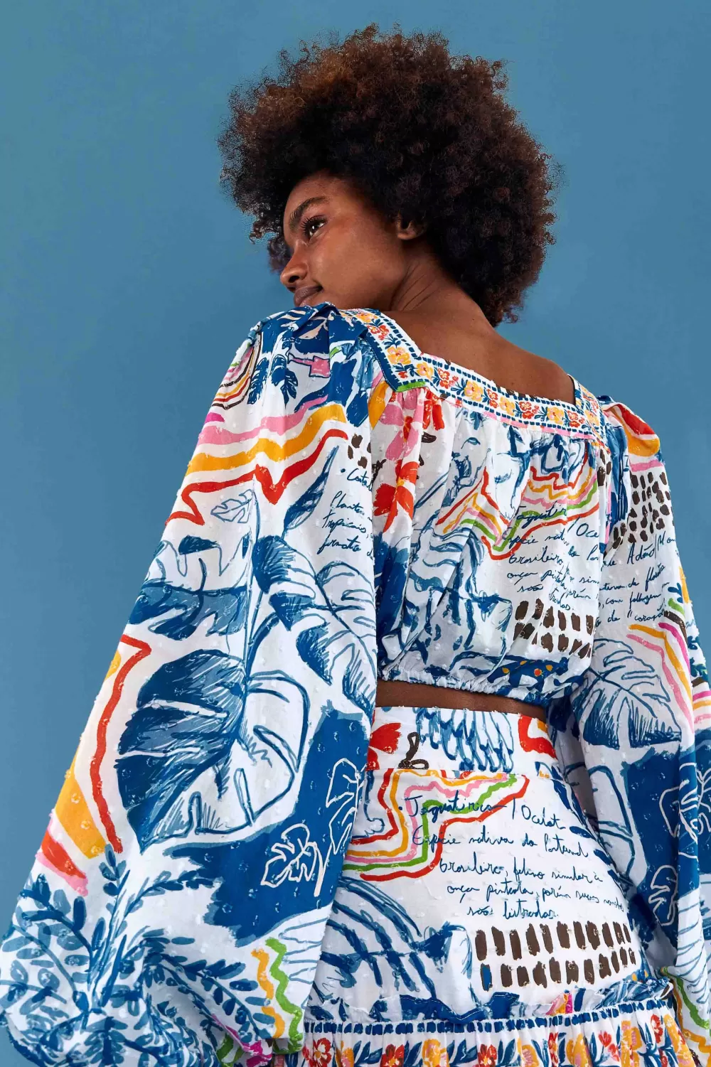 SQUARE NECK Top | Long Sleeves | Wild Brazil Print | FARM Rio Cheap