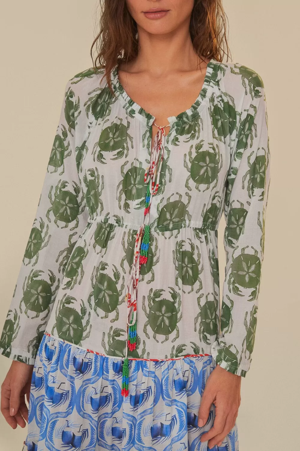 Stamp Mix Long Sleeve Maxi Dress | FARM Rio Discount