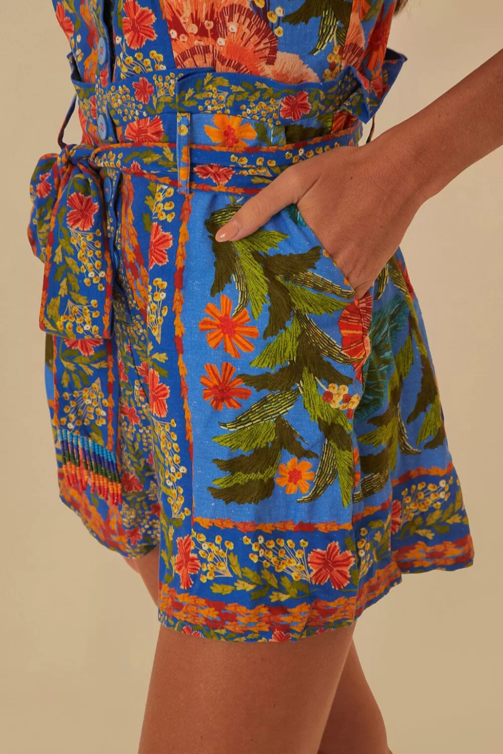 Stiched Garden Blue Romper | FARM Rio New
